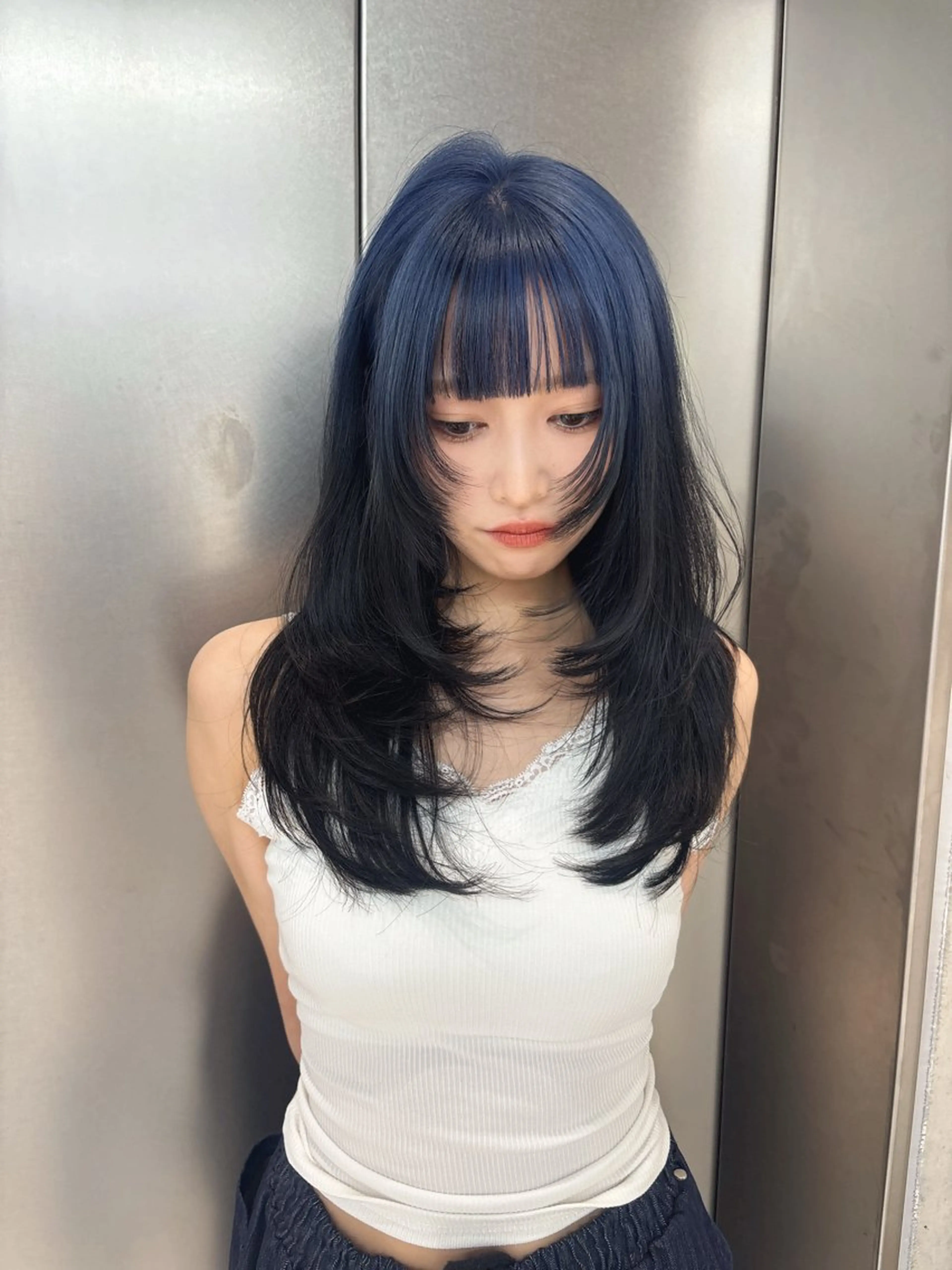 ミディアム カラー ブリーチ ボブ 韓国風ヘア レイヤーカット トリートメント ヘアカラー rina／ベージュ ワンホン/韓国ヘアのヘアスタイル