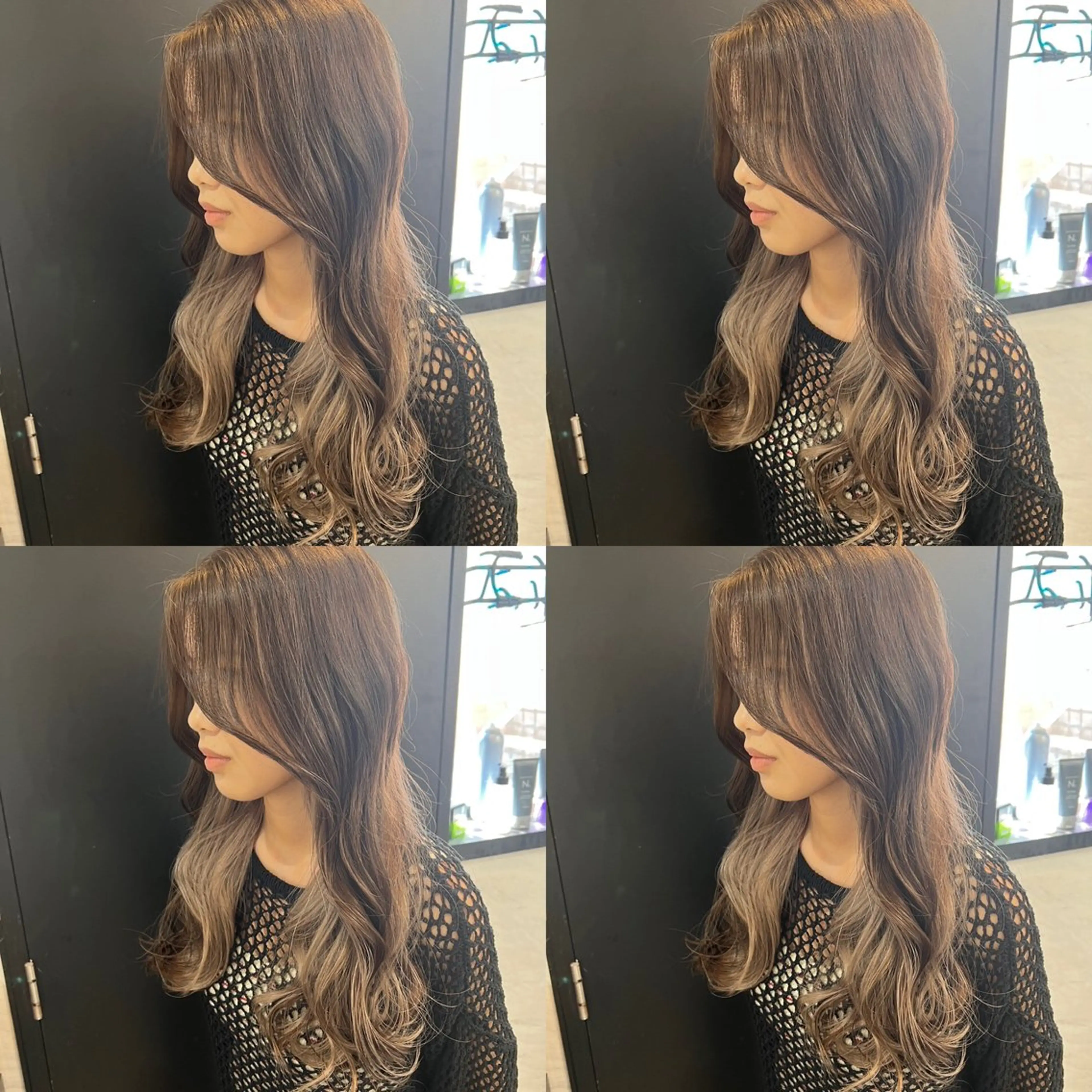 ロング カラー グレージュ カット ヘアカラー トリートメント ✨髪質改善✖︎顔周り レイヤー✨ナカムラのヘアスタイル