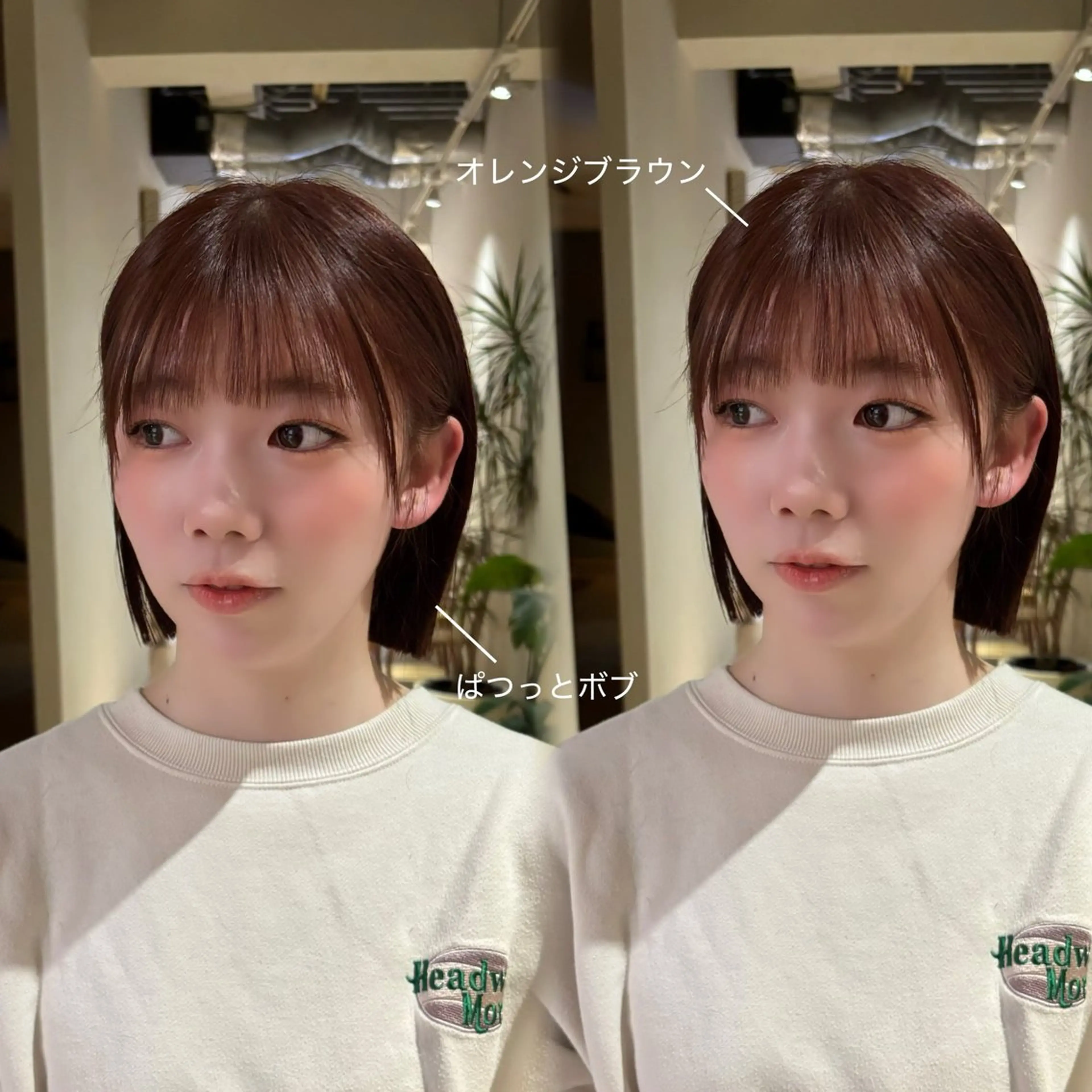 ショート カラー ブラウンカラー オレンジ オレンジブラウン ボブ カット ヘアカラー トリートメント えんぐちとも／透明感 カラー／博多ボブのヘアスタイル