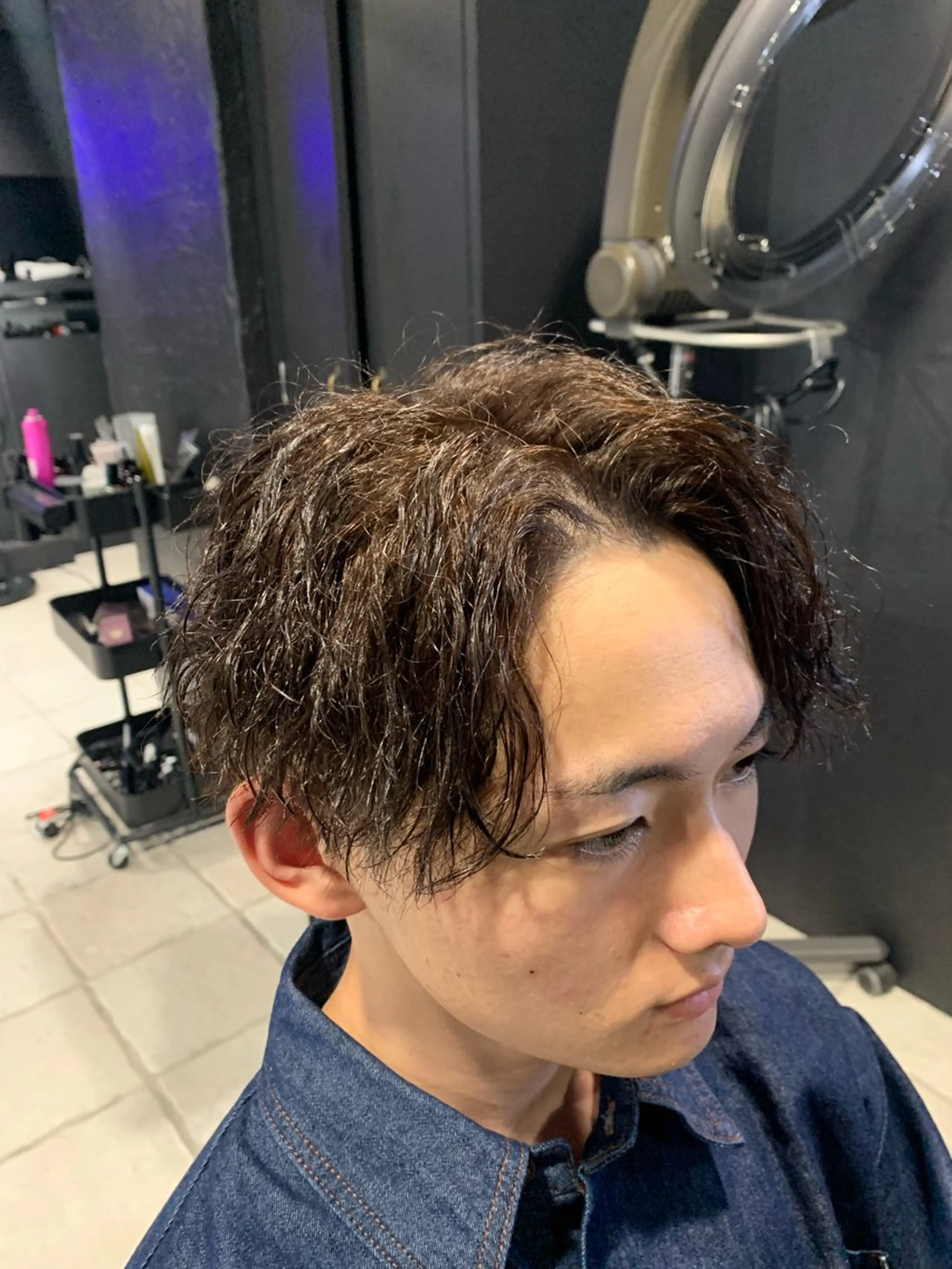 ミディアム メンズ メンズパーマ/難波/ 心斎橋　室園亮佑のヘアスタイル