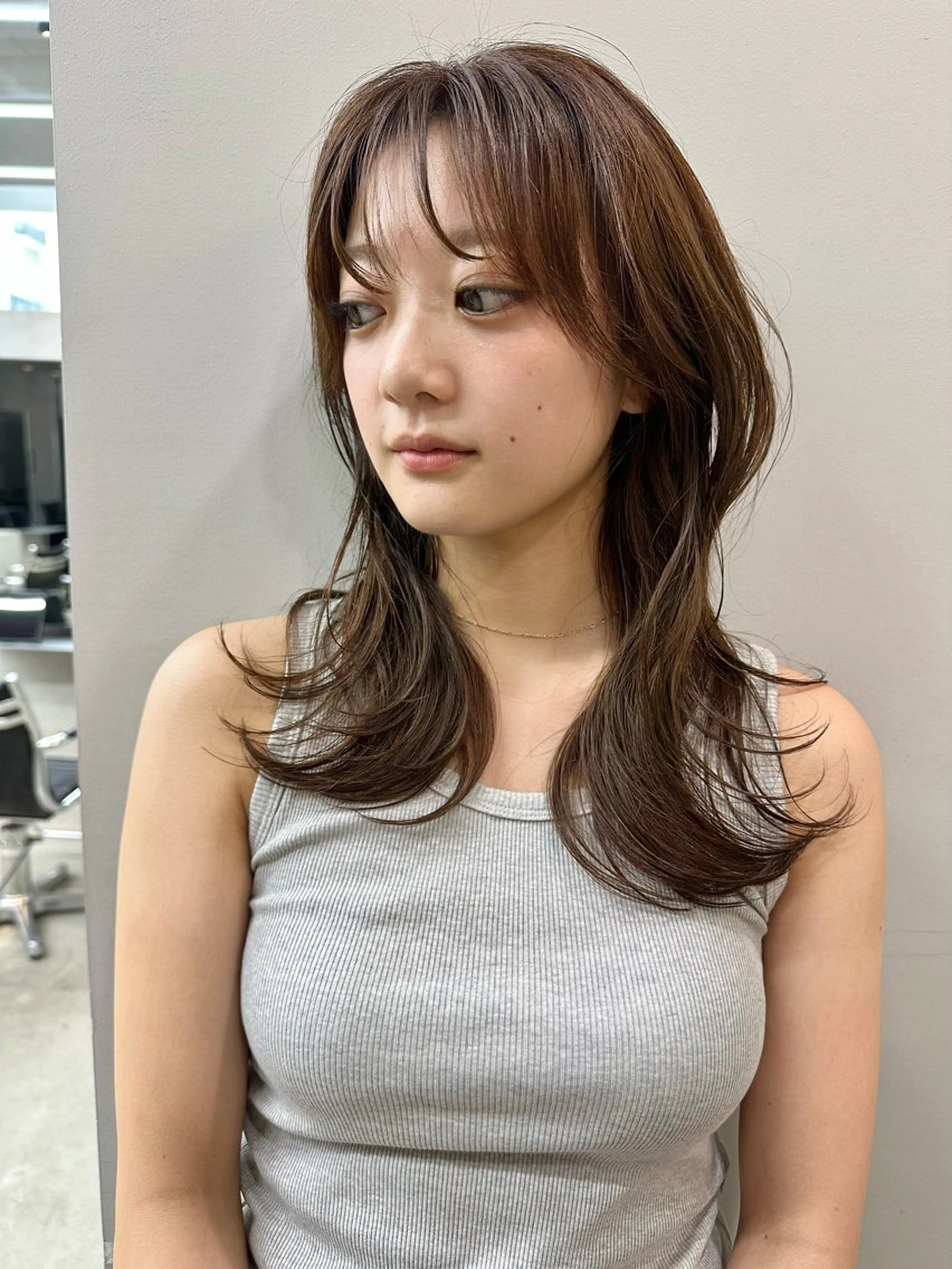 セミロング カラー ブラウンカラー ヘアカラー 吉川 未佑のヘアスタイル