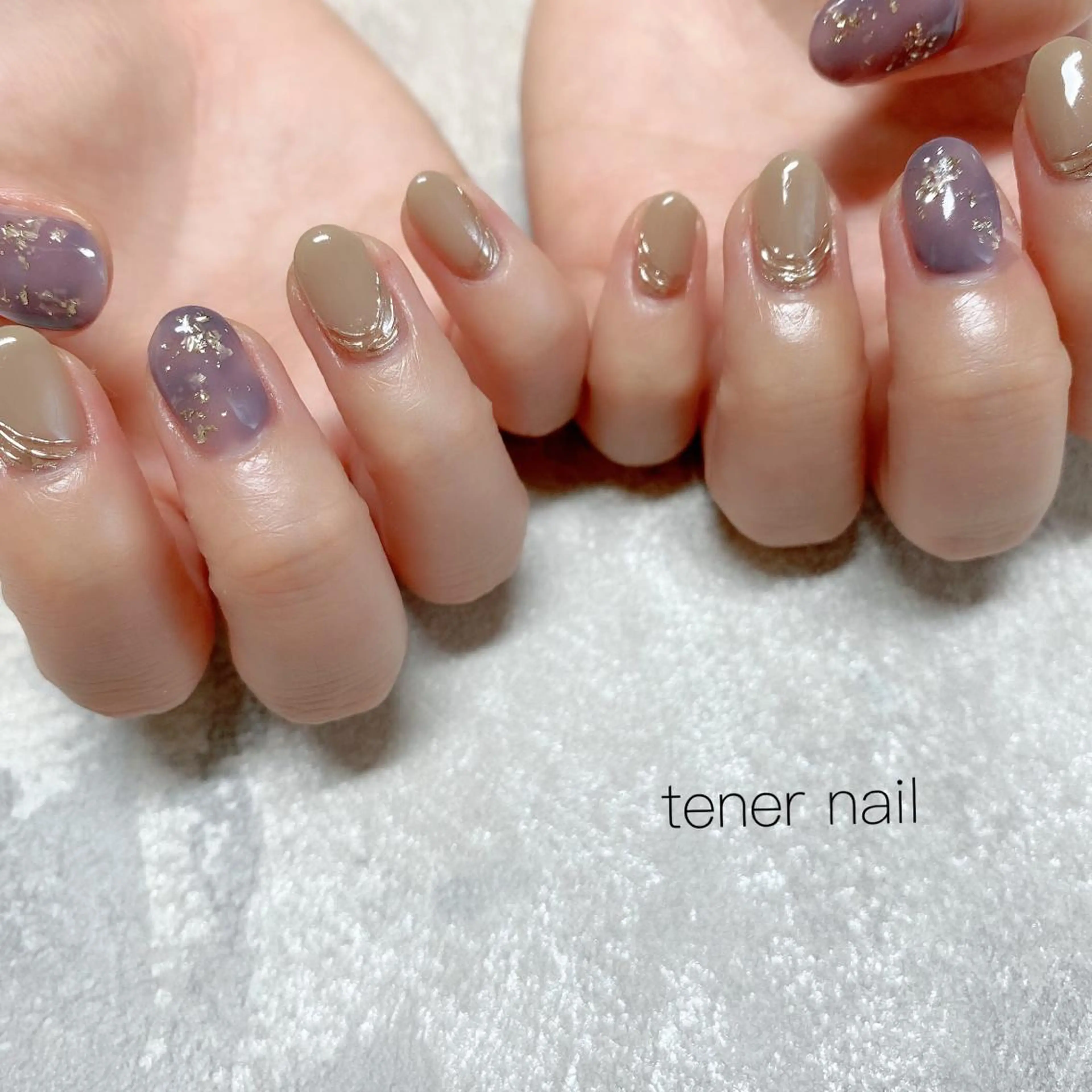 ネイル べっ甲ネイル パープル テネルネイル tener nailのネイルデザイン