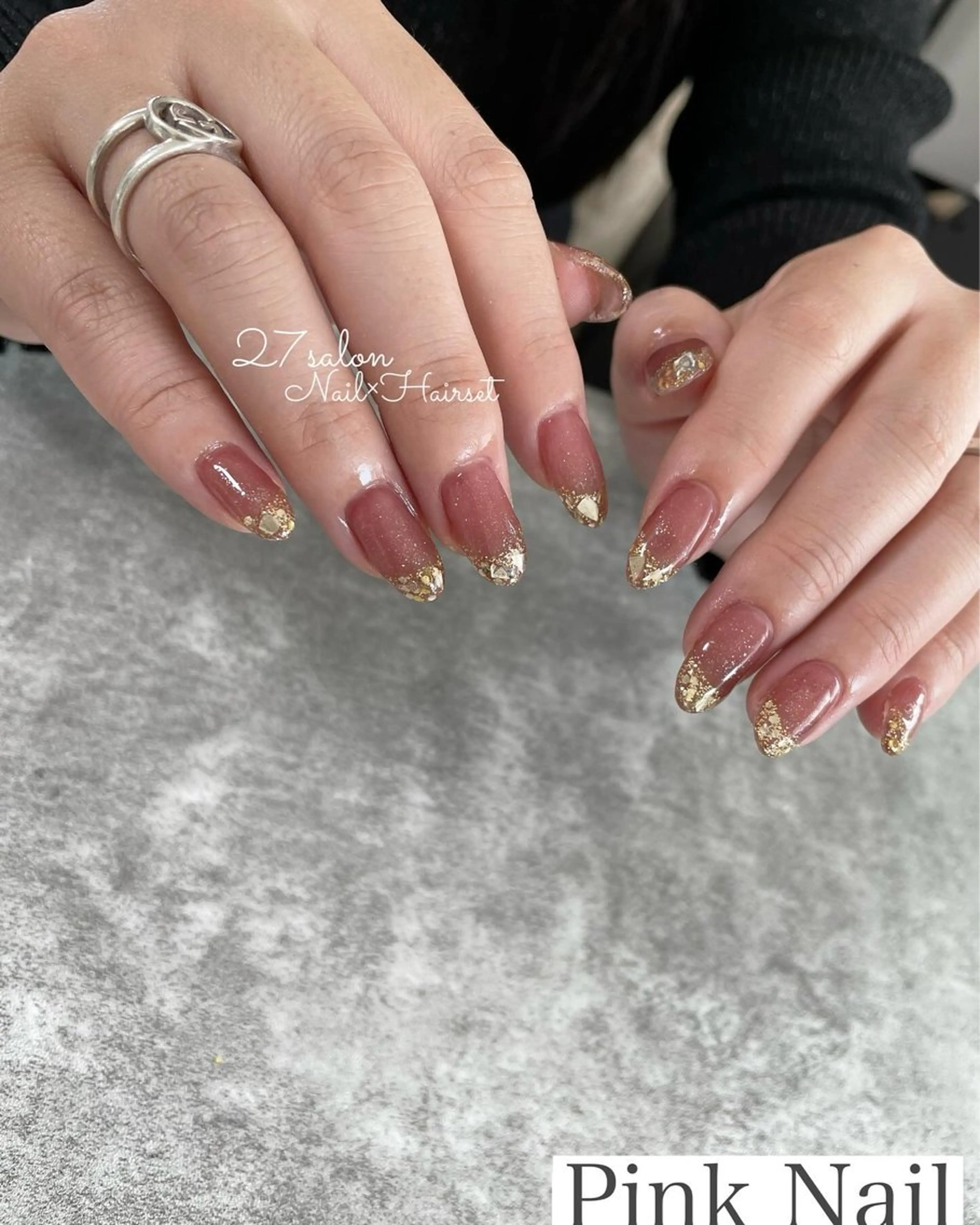 ネイル フレンチネイル ガラスフレンチ 春ネイル 27salon yuinaのネイルデザイン