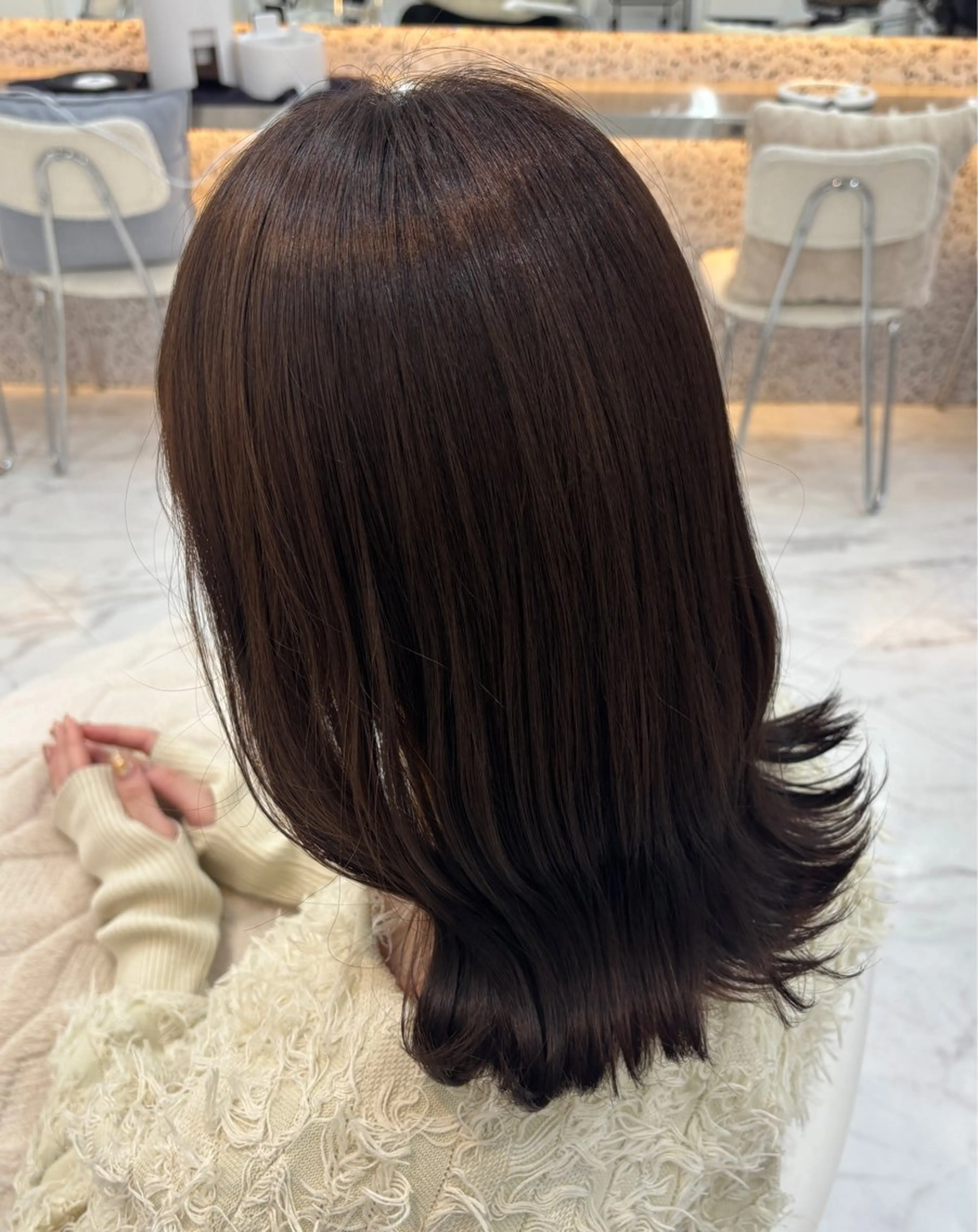 ミディアム 髪質改善 カット ヘアカラー 縮毛矯正 髪質改善/レイヤーカ ット/ASAKA🤍のヘアスタイル