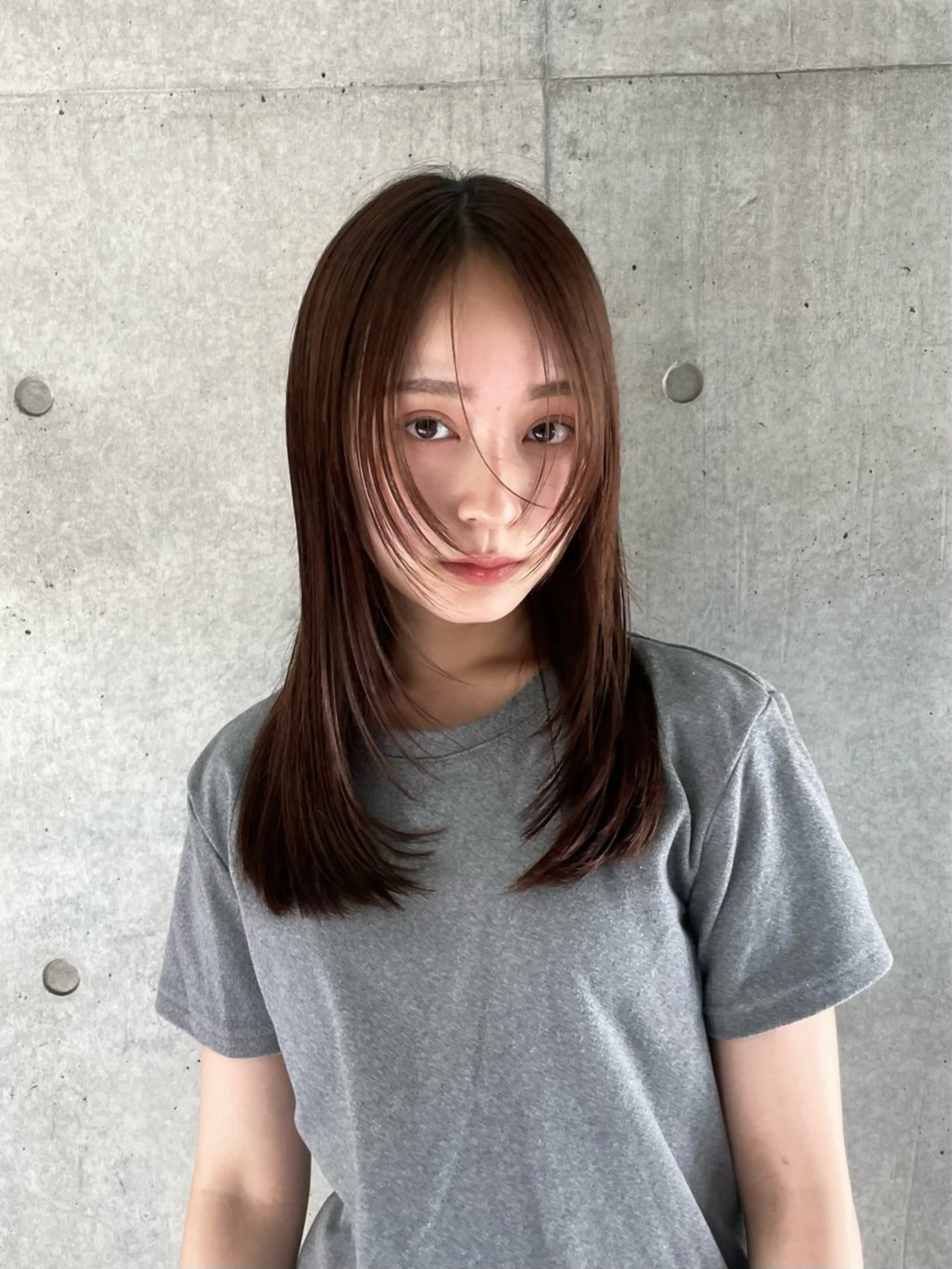 セミロング ヘアカラー 似合わせ/ベージュ /レイヤー/りほ🤍のヘアスタイル