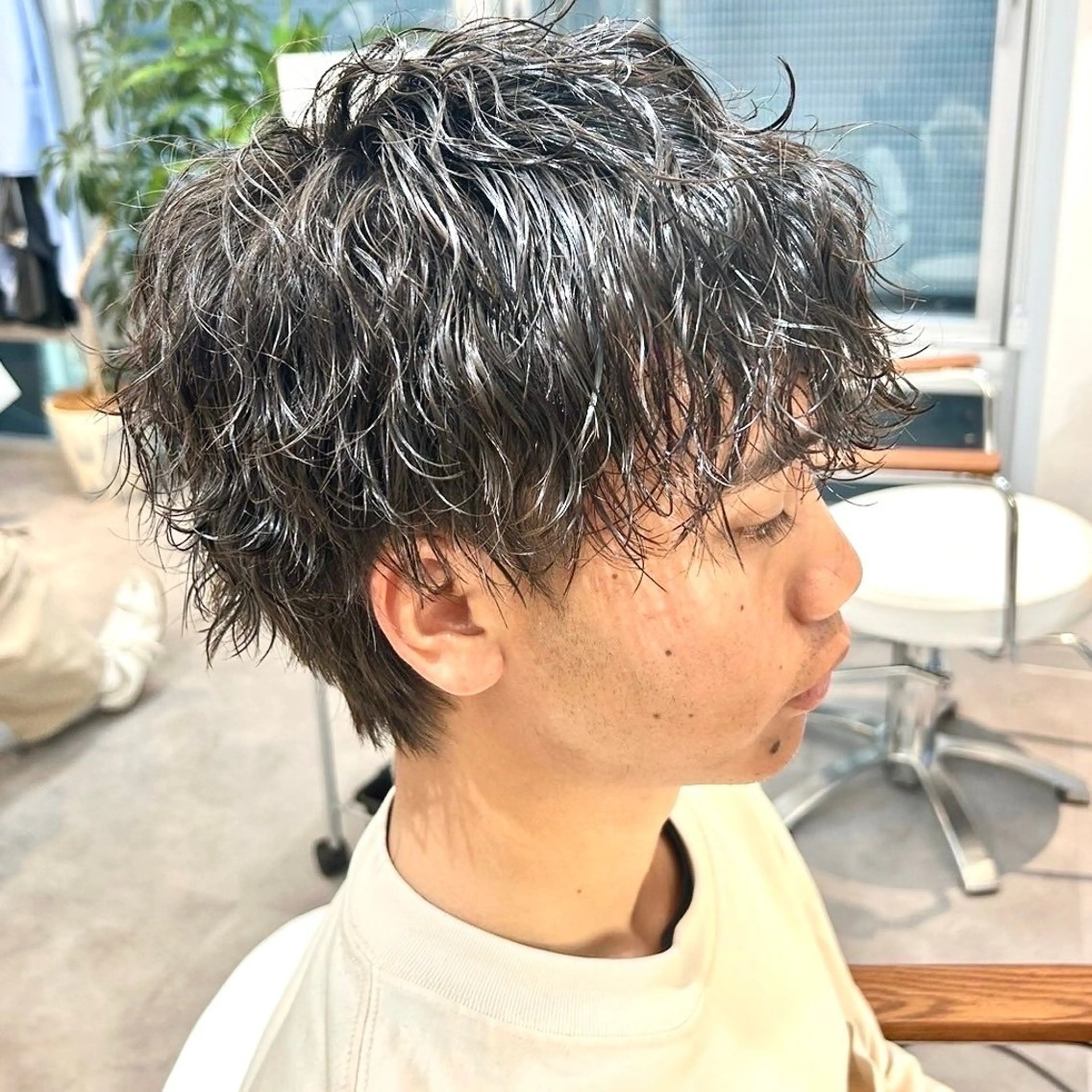 パーマ メンズ センターパート マッシュ メンズパーマ スパイキーショート ツイストスパイラルパーマ 🍒中川葵久美🍒 レイヤー/メンズのヘアスタイル