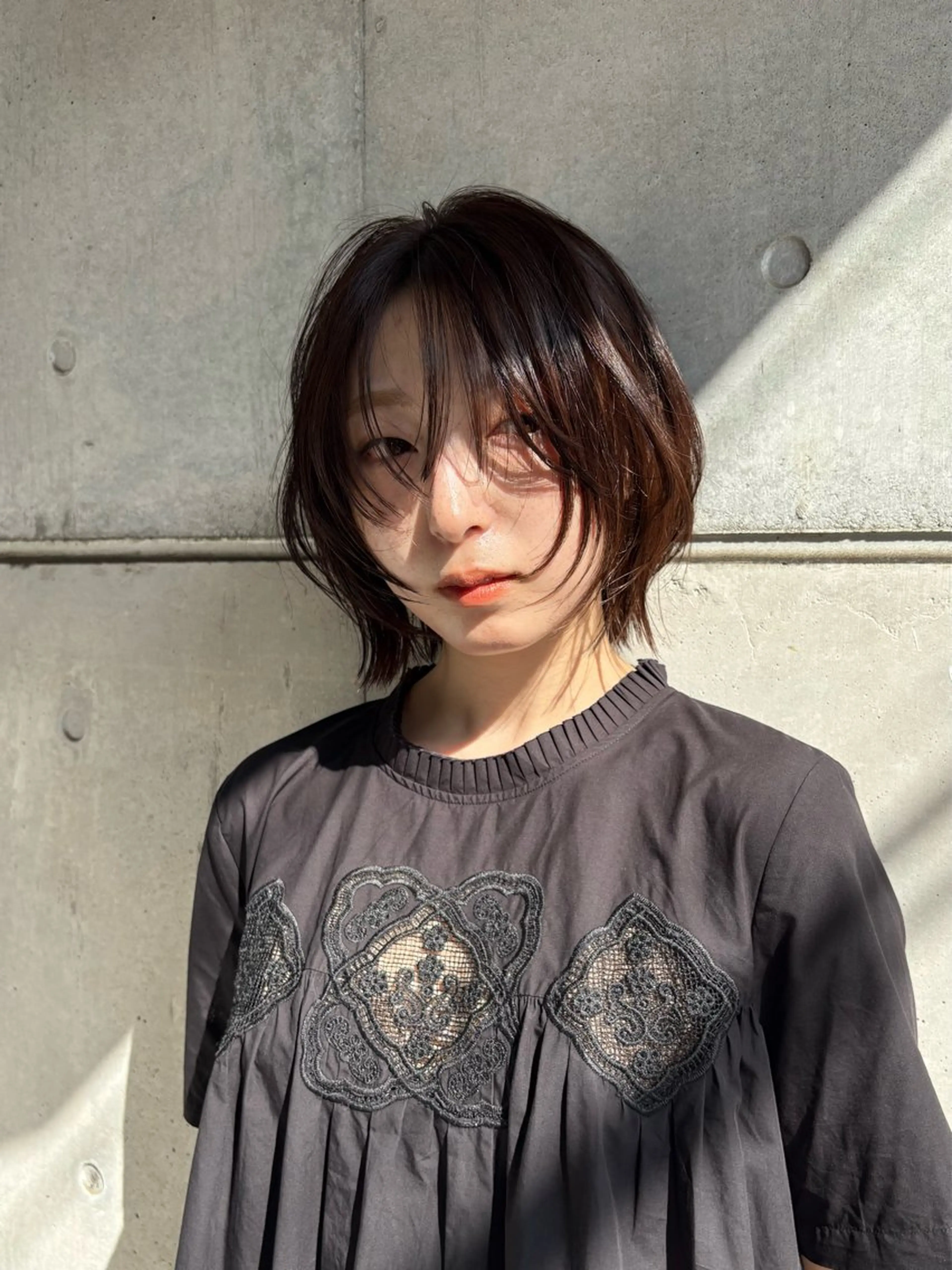 ミディアム カラー ボブレイヤー ボブ 伸ばしかけ レイヤーカット カット ヘアカラー トリートメント 艶髪縮毛矯正/レ イヤー/atsumiのヘアスタイル