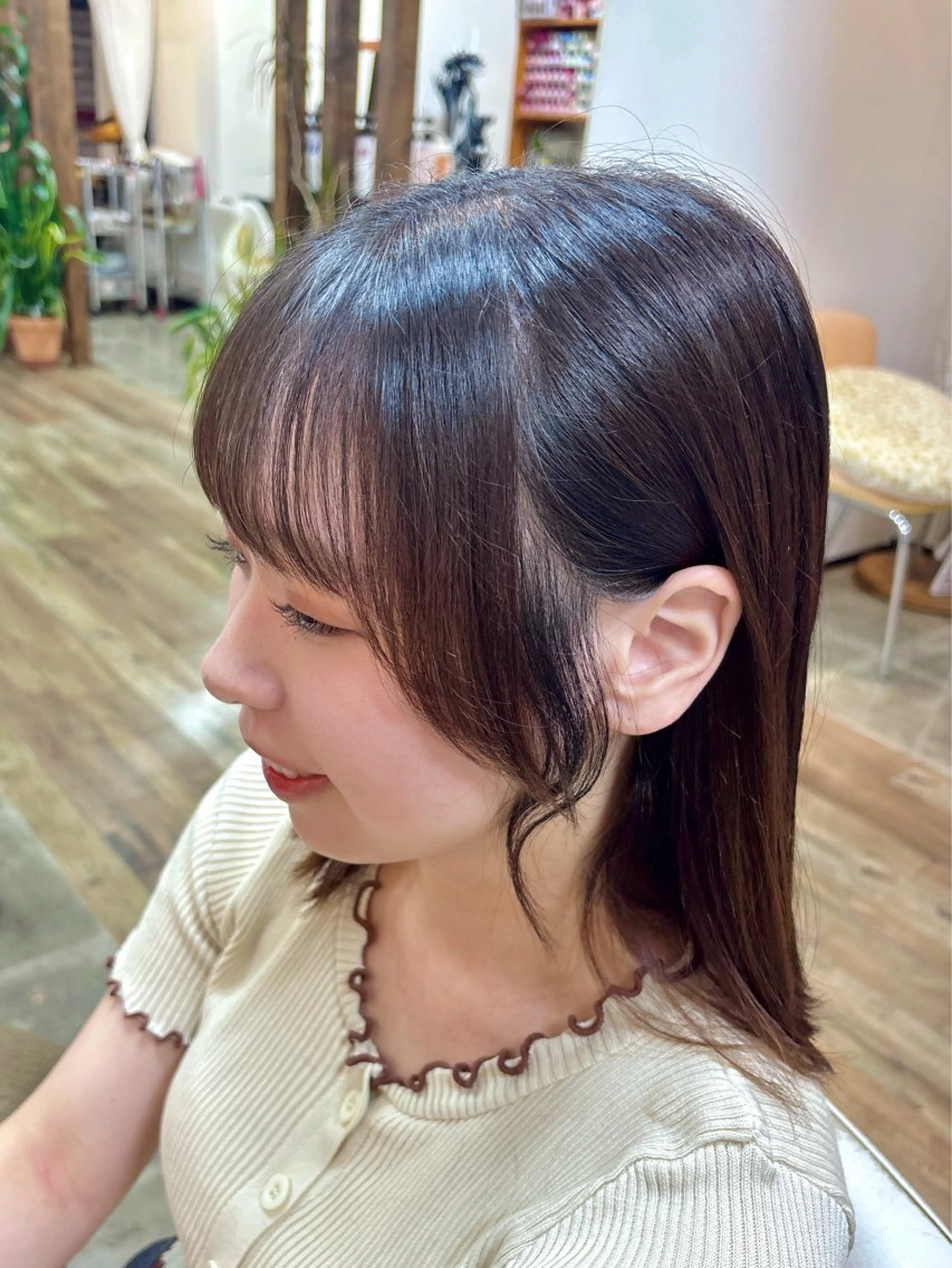 ミディアム ヘアアレンジ 顔周りカット カット トリートメント イツキ🌕デザインカ ラー🥨髪質改善🫧のヘアスタイル