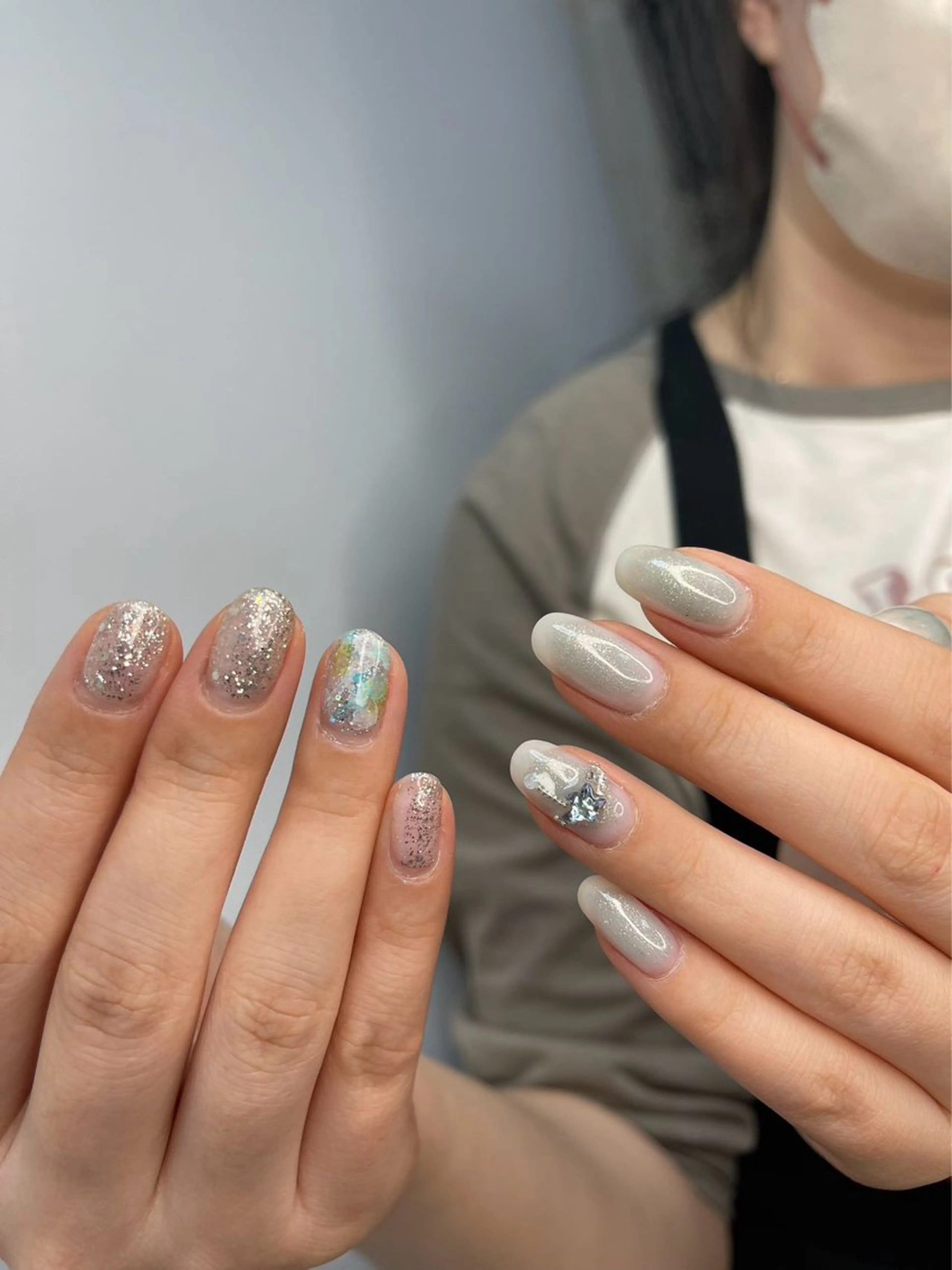 ミディアム ハンドネイル めぐみのネイルサロン スタッフ練習のネイルデザイン