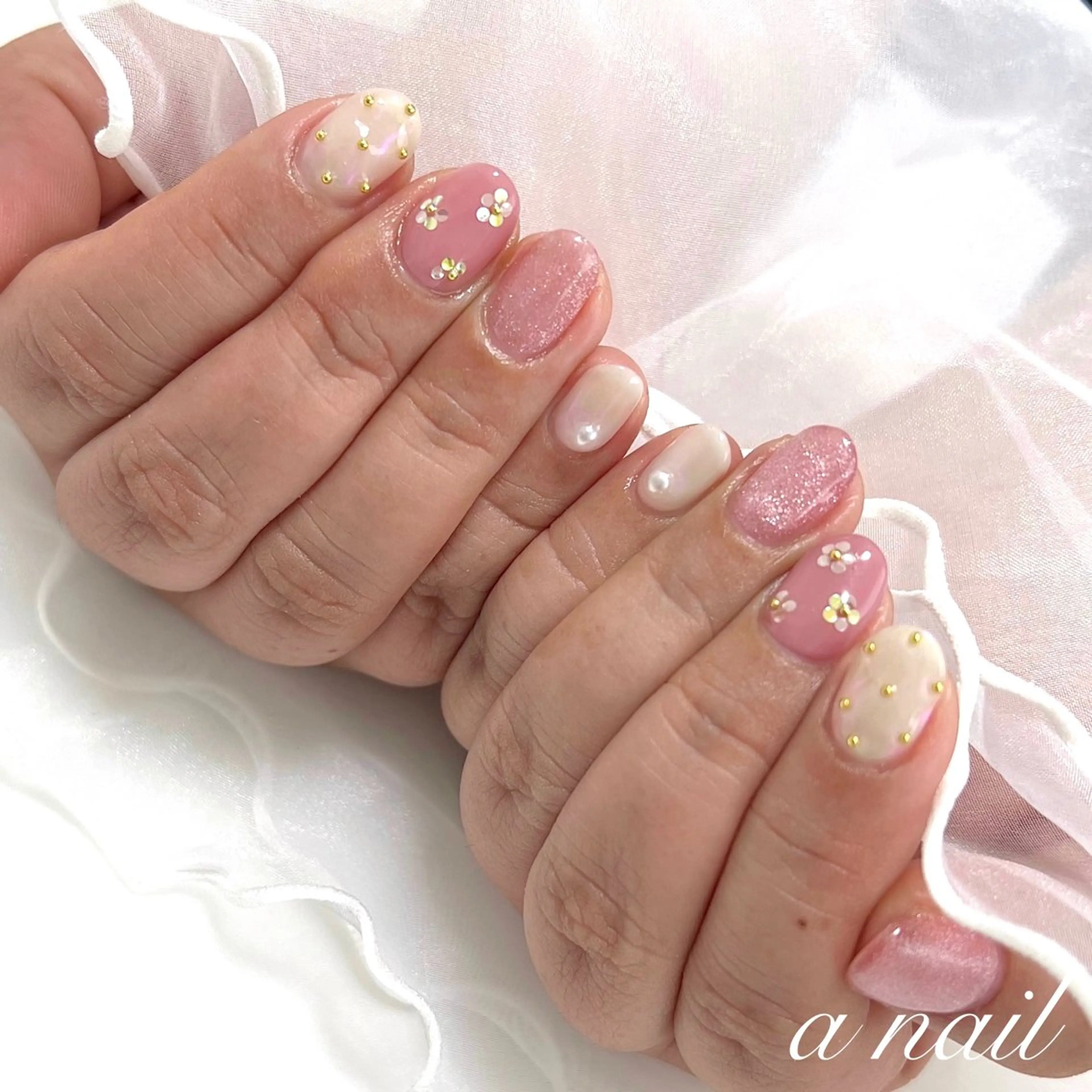 ネイル マグネットネイル パステルネイル 春ネイル Salon_ a.nailのネイルデザイン