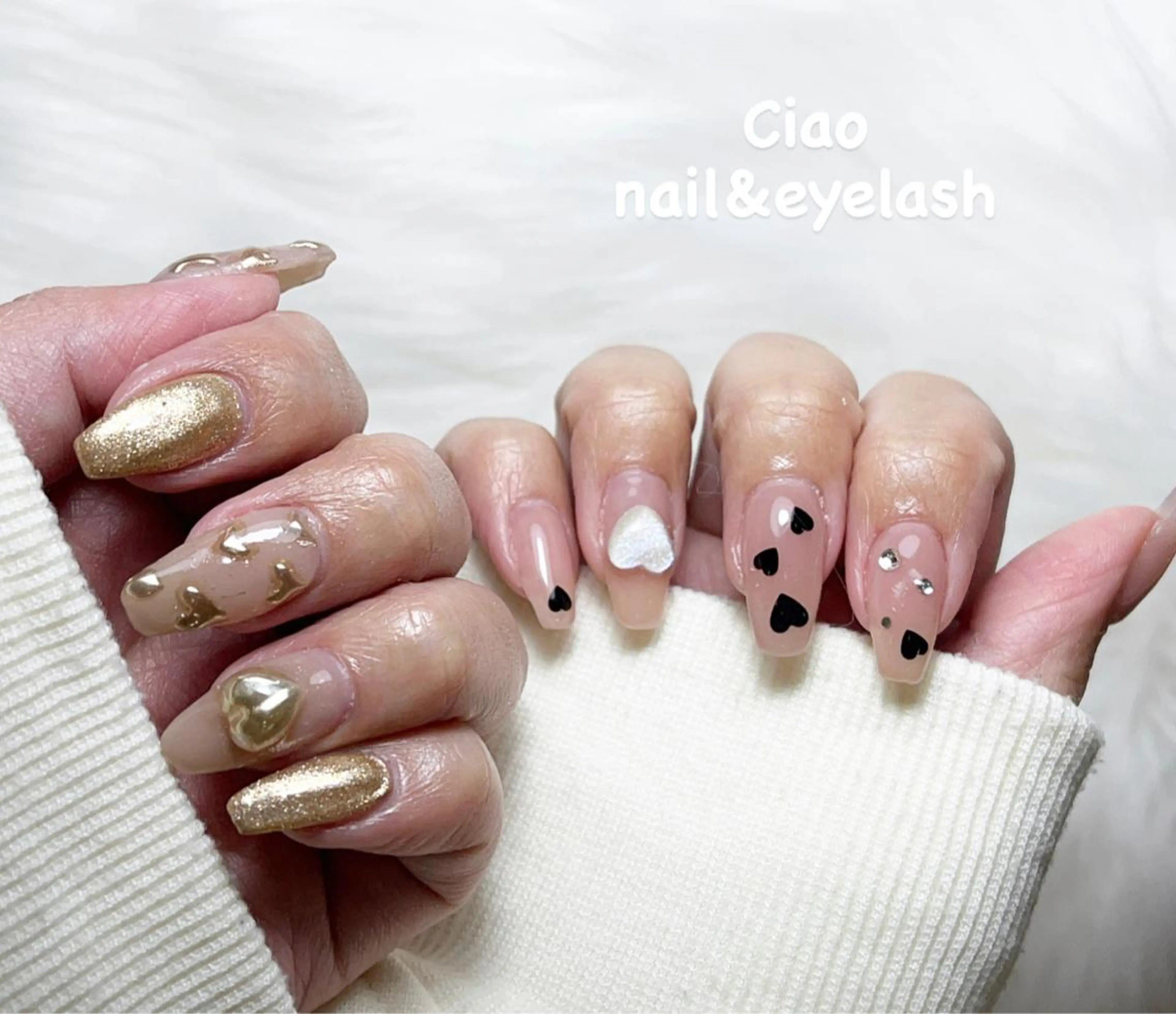 ネイル アートネイル ジェルネイル ハート ミラーネイル ニュアンスネイル #Amin nail salonのネイルデザイン