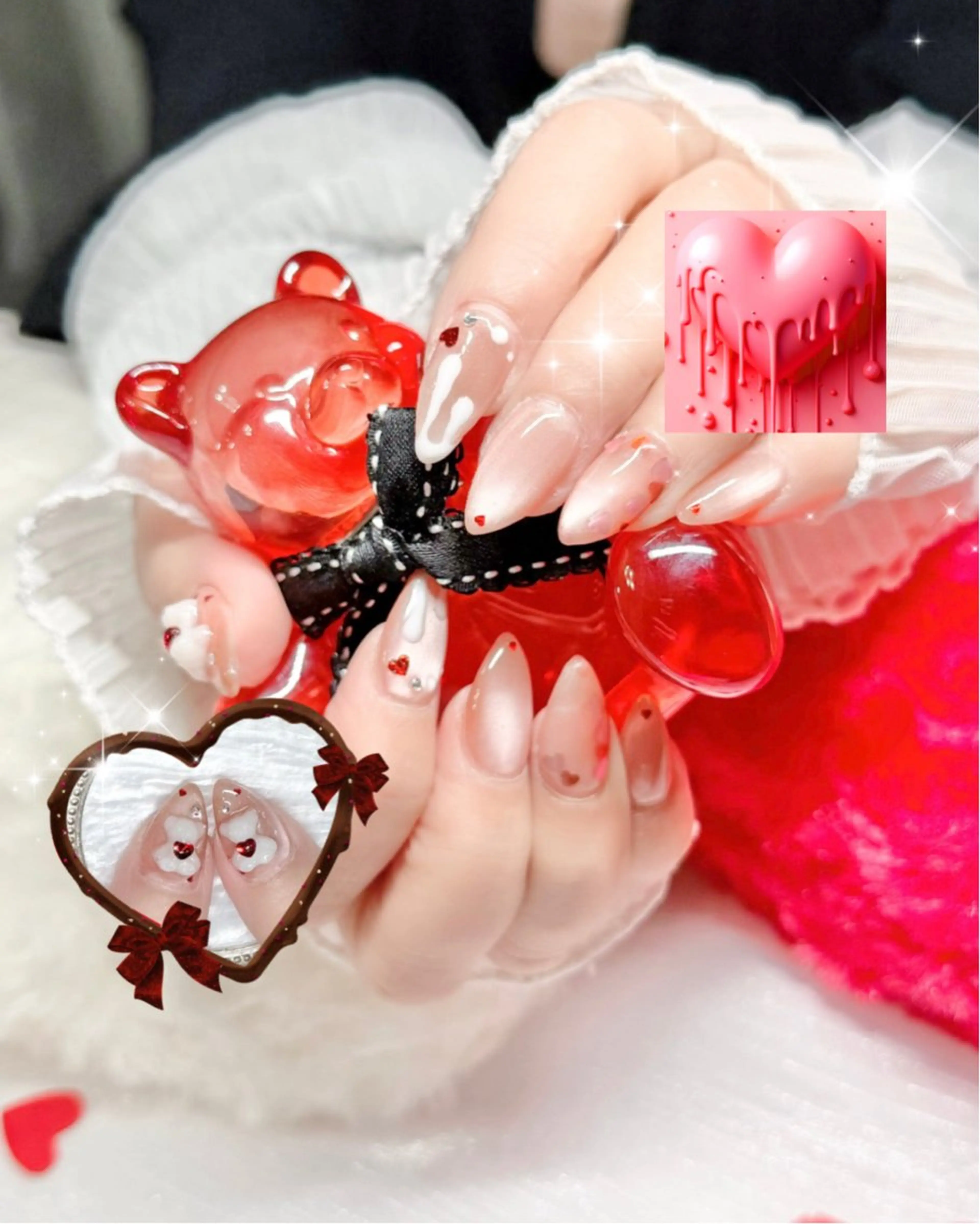 ネイル バレンタイン ハンドネイル ✩.*🎀 aoi🎀のネイルデザイン
