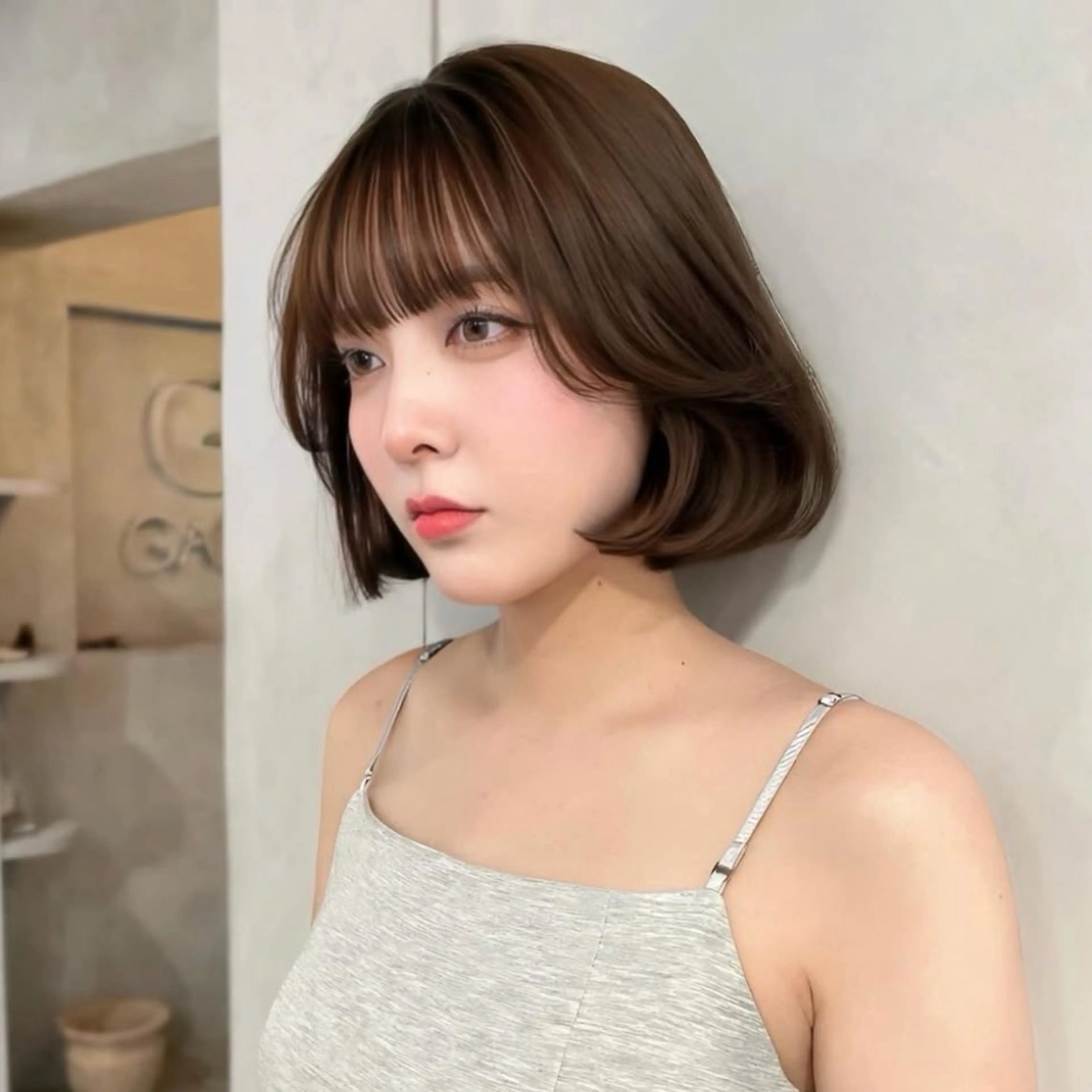 ショート カラー ブラウンカラー チョコレートブラウン タンバルモリ 韓国風ヘア モテ韓国ヘア/ レイヤー🤍RIKAのヘアスタイル