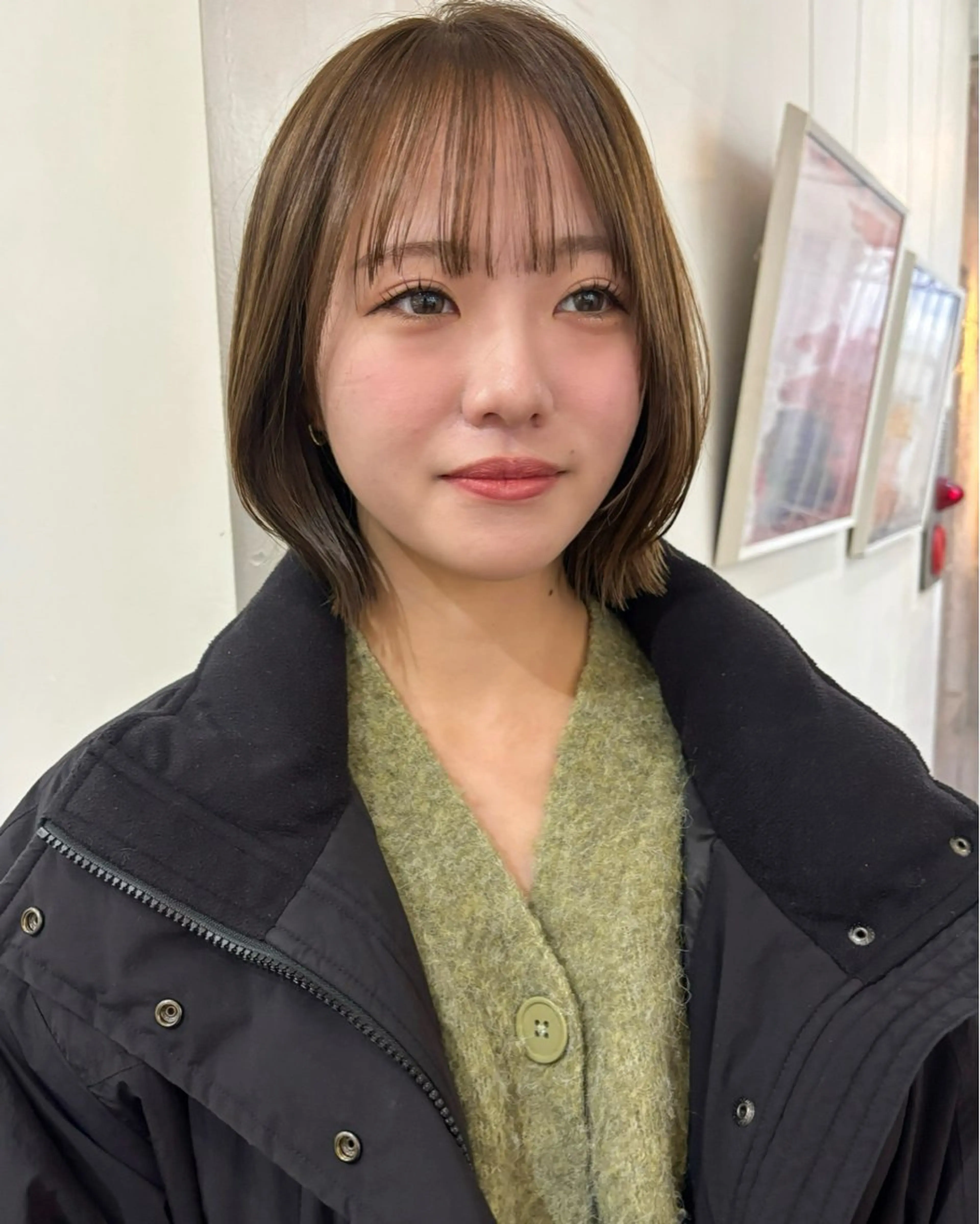 ミディアム カラー オリーブカラー ボブ カット ヘアカラー MINX青山店所属・結莉/ボブ/ 縮毛矯正のヘアスタイル