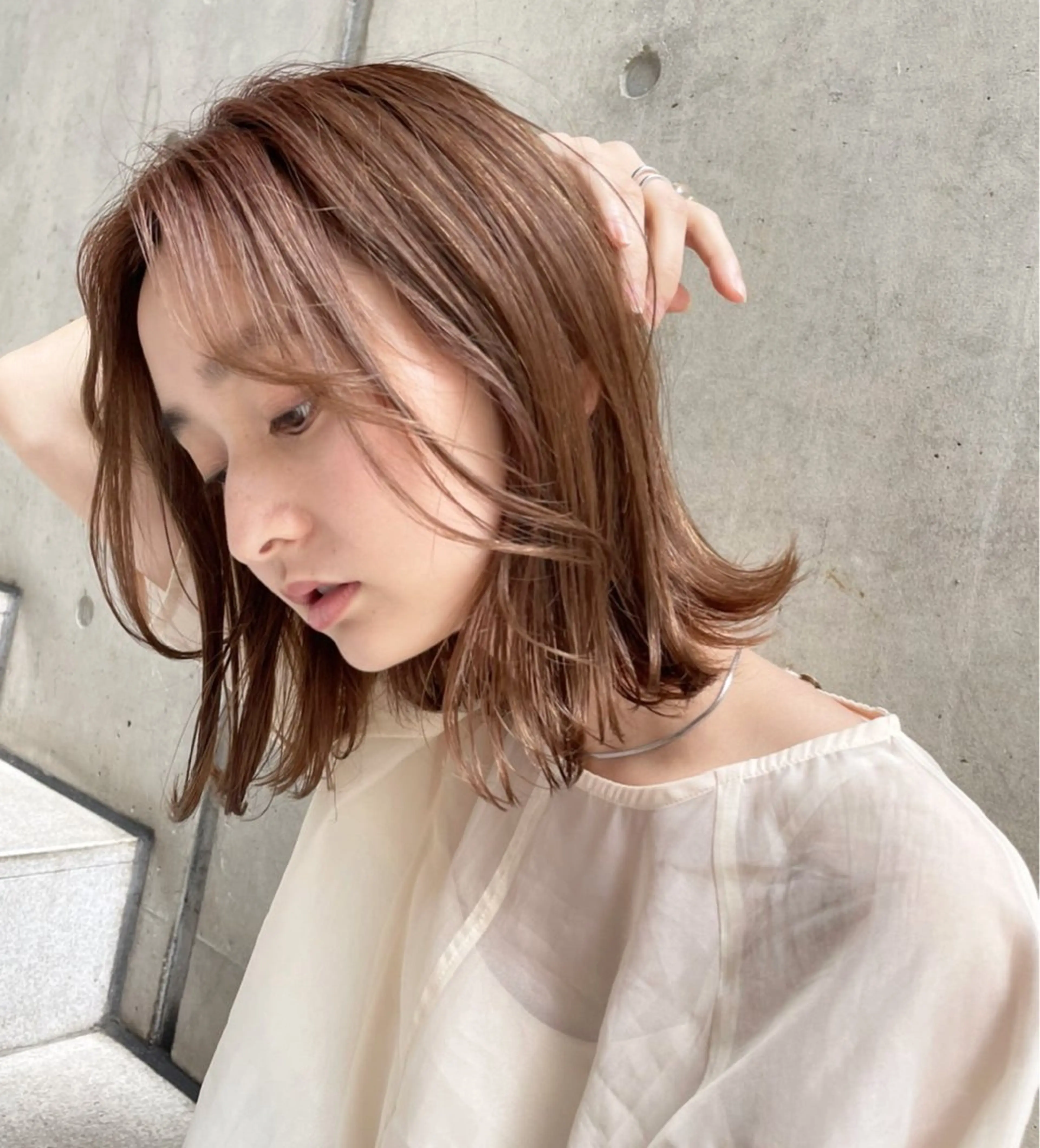 ミディアム カラー 心斎橋韓国ボブ 好原良真のヘアスタイル