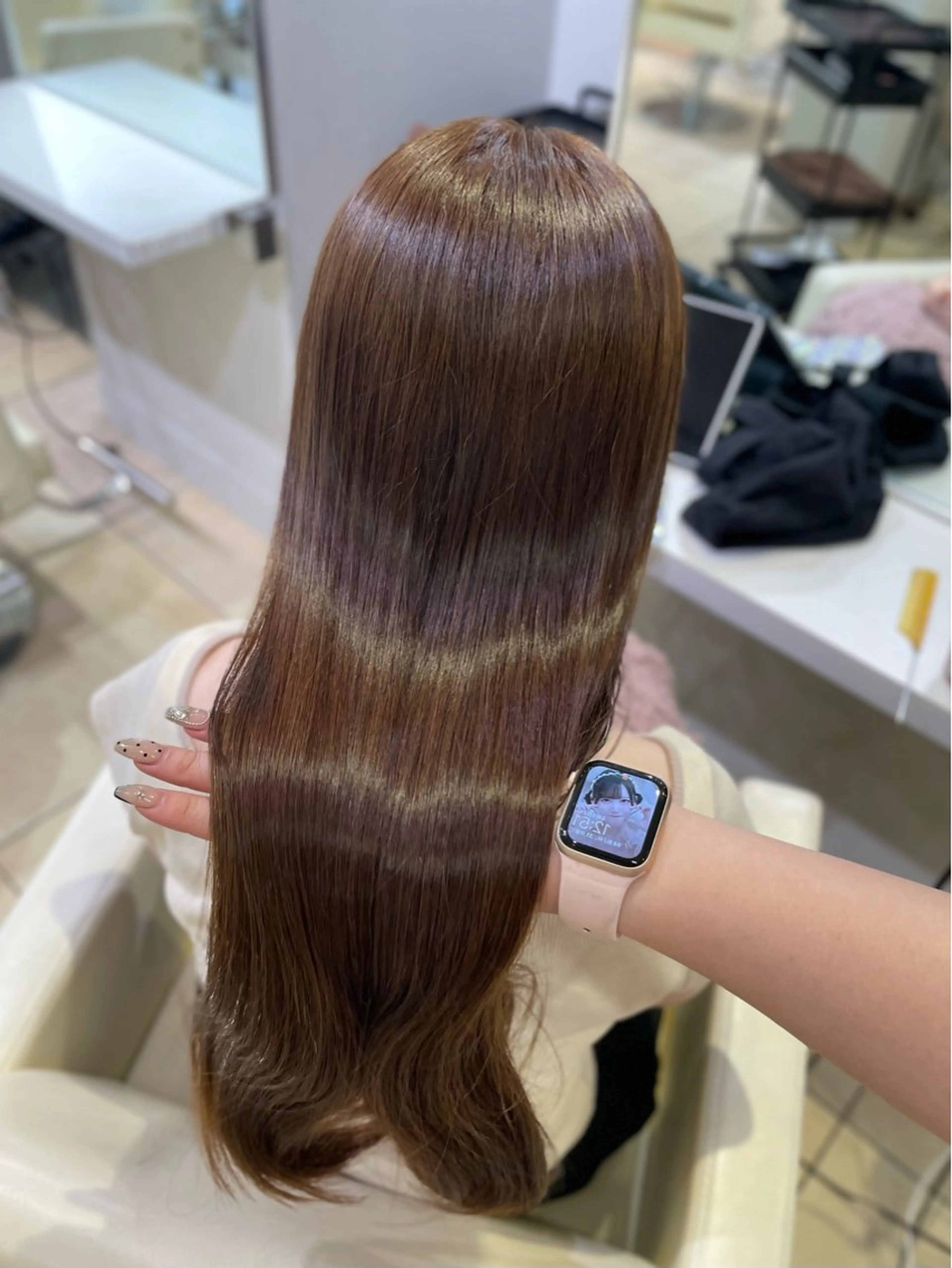 ロング カット ヘアカラー 大人ガーリーベージュ カラー/新宿/ふたばのヘアスタイル