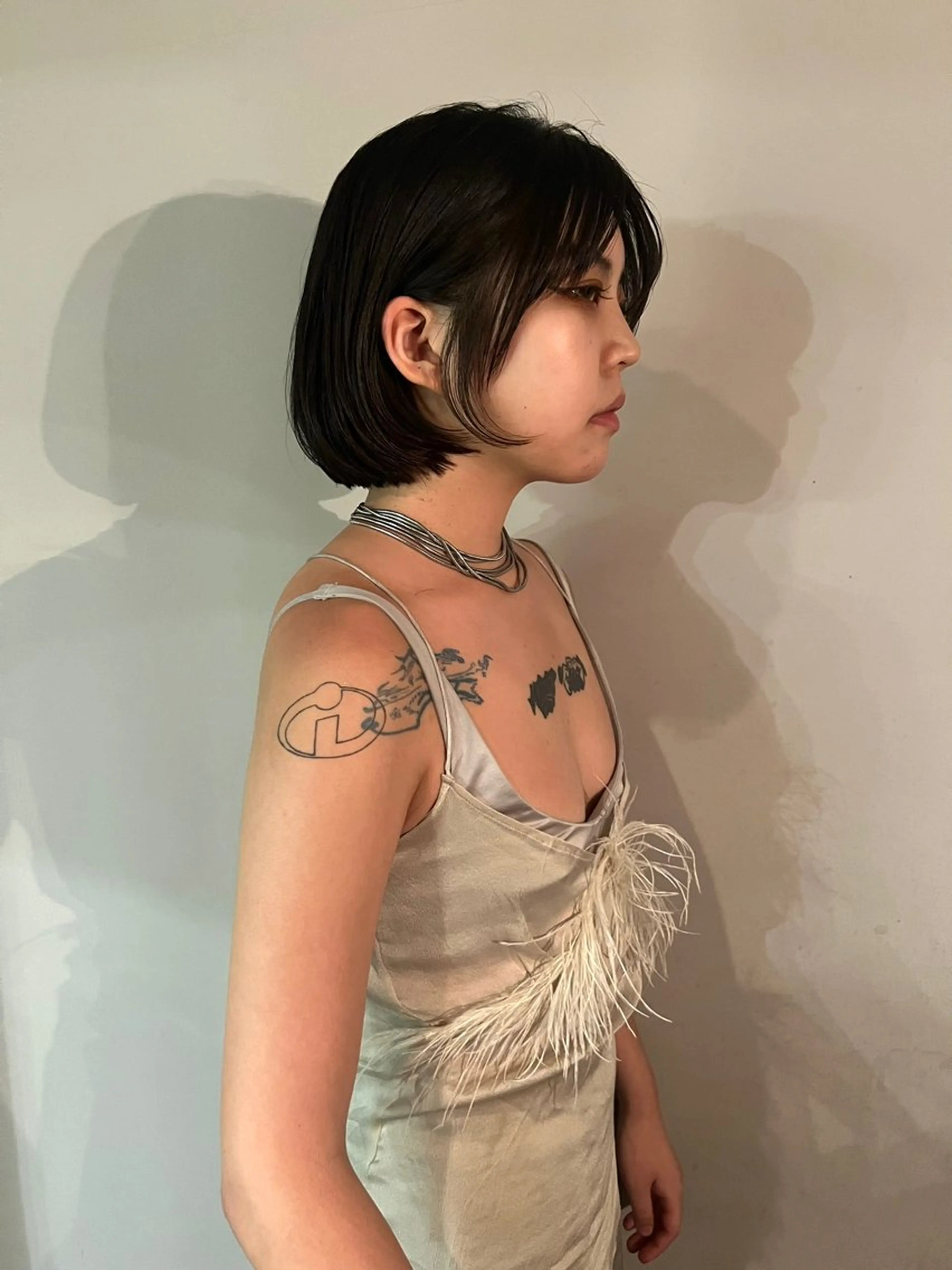 ミディアム カラー ボブレイヤー ボブ レイヤーカット カット ヘアカラー トリートメント Sario ダブルカラー/暖色のヘアスタイル