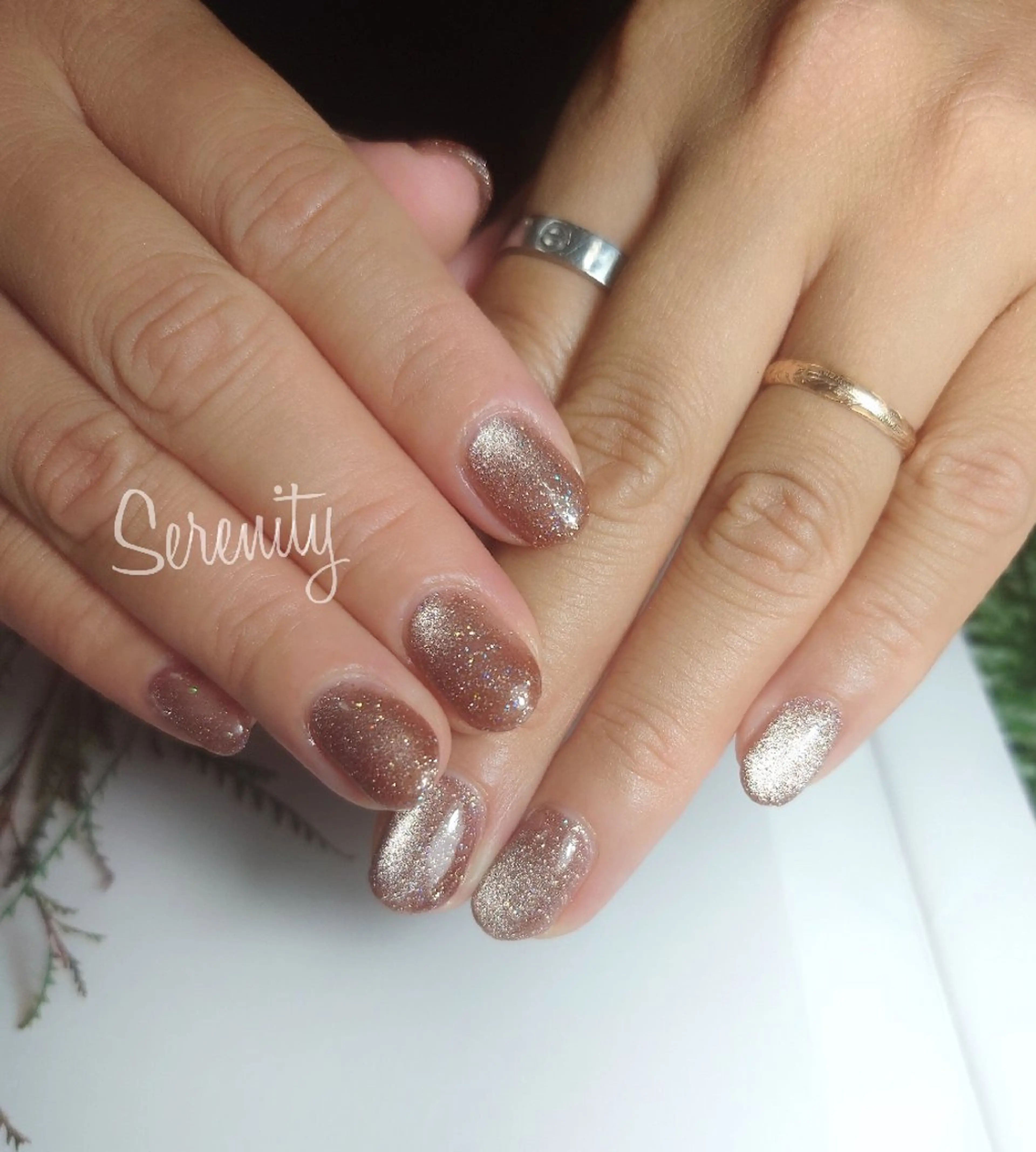 ネイル ブラウン マグネットネイル マグネットワンカラー ワンカラーネイル ピンク nail  serenityのネイルデザイン