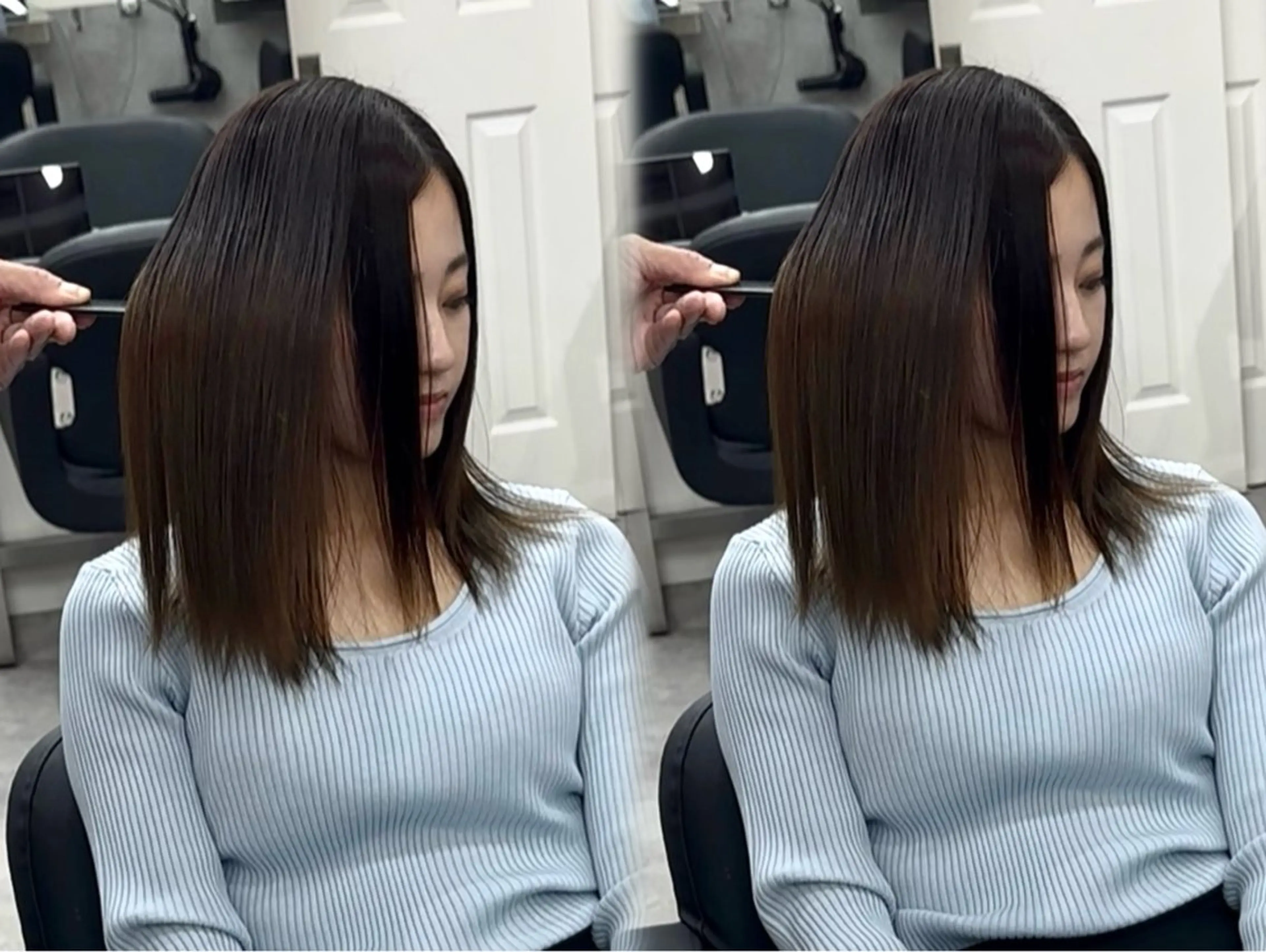 ミディアム カット 縮毛矯正 トリートメント 🫧とぅるん艶髪🫧 透明感カラー×猿渡のヘアスタイル