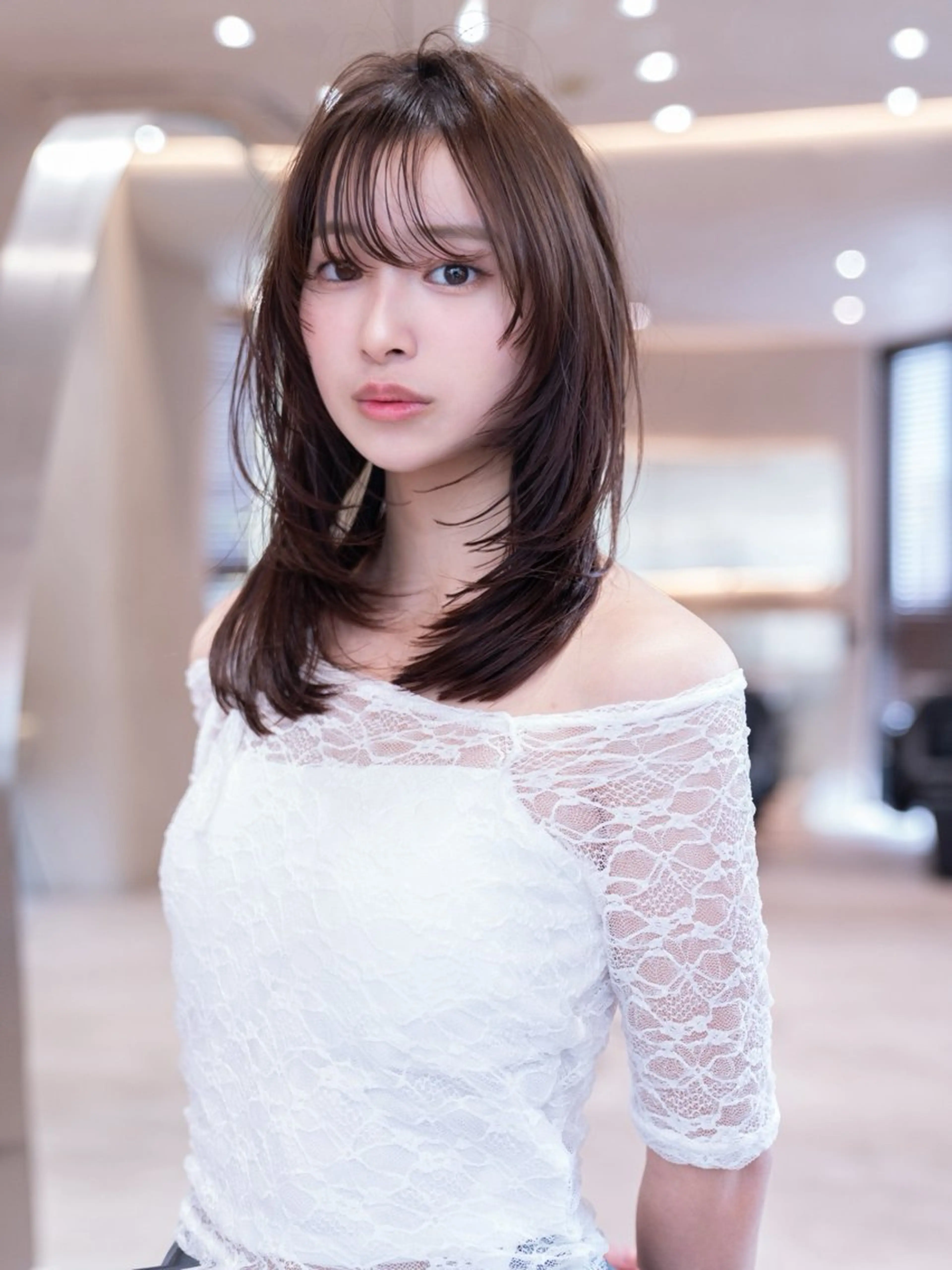 セミロング レイヤーカット 小顔カット トリートメント カット 韓国ヘア/レイヤー そーた/渋谷駅のヘアスタイル