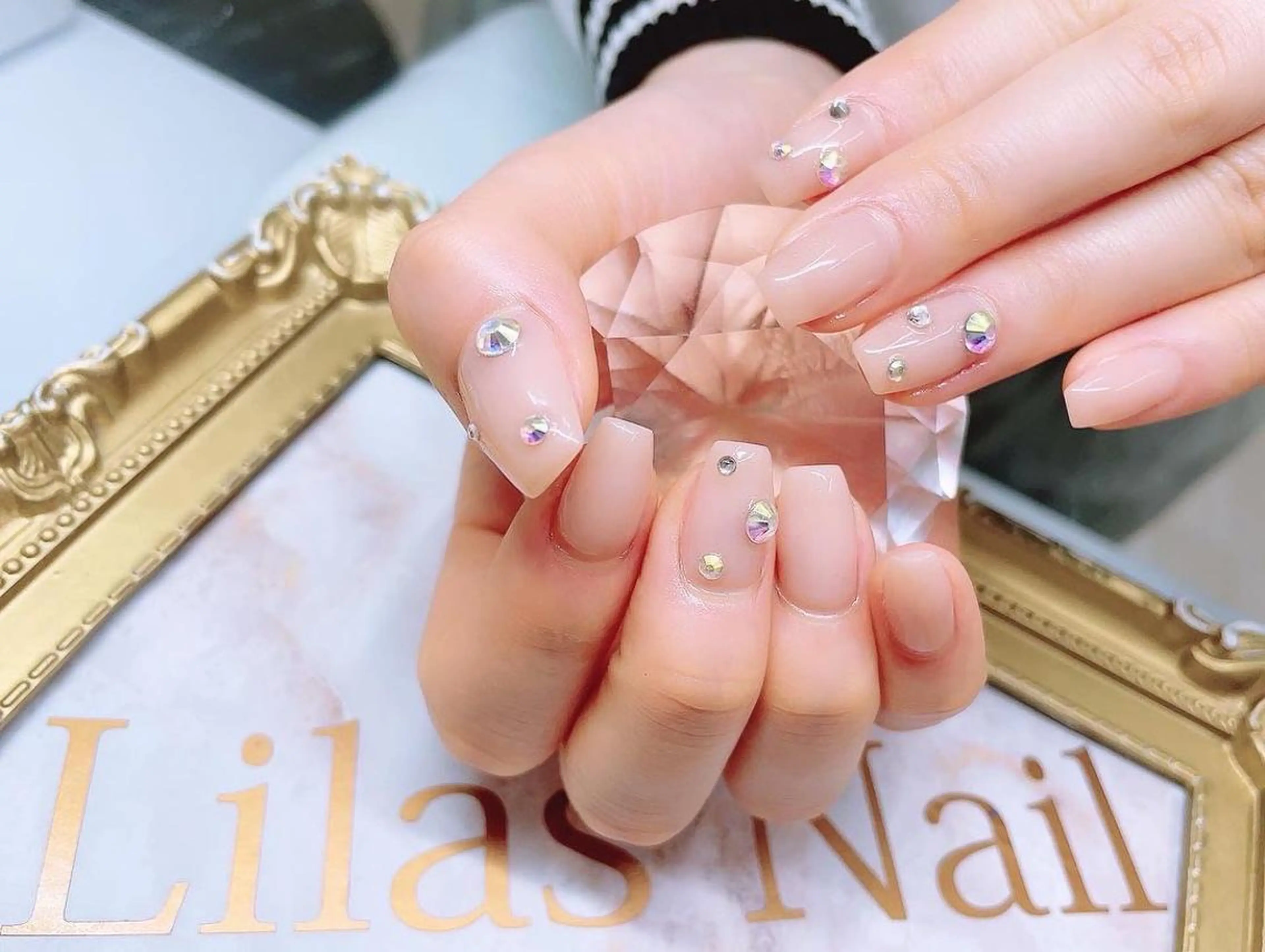 ネイル 入学式 ジェルネイル 卒業式 ハードジェル キラキラネイル Lilas Nailのネイルデザイン