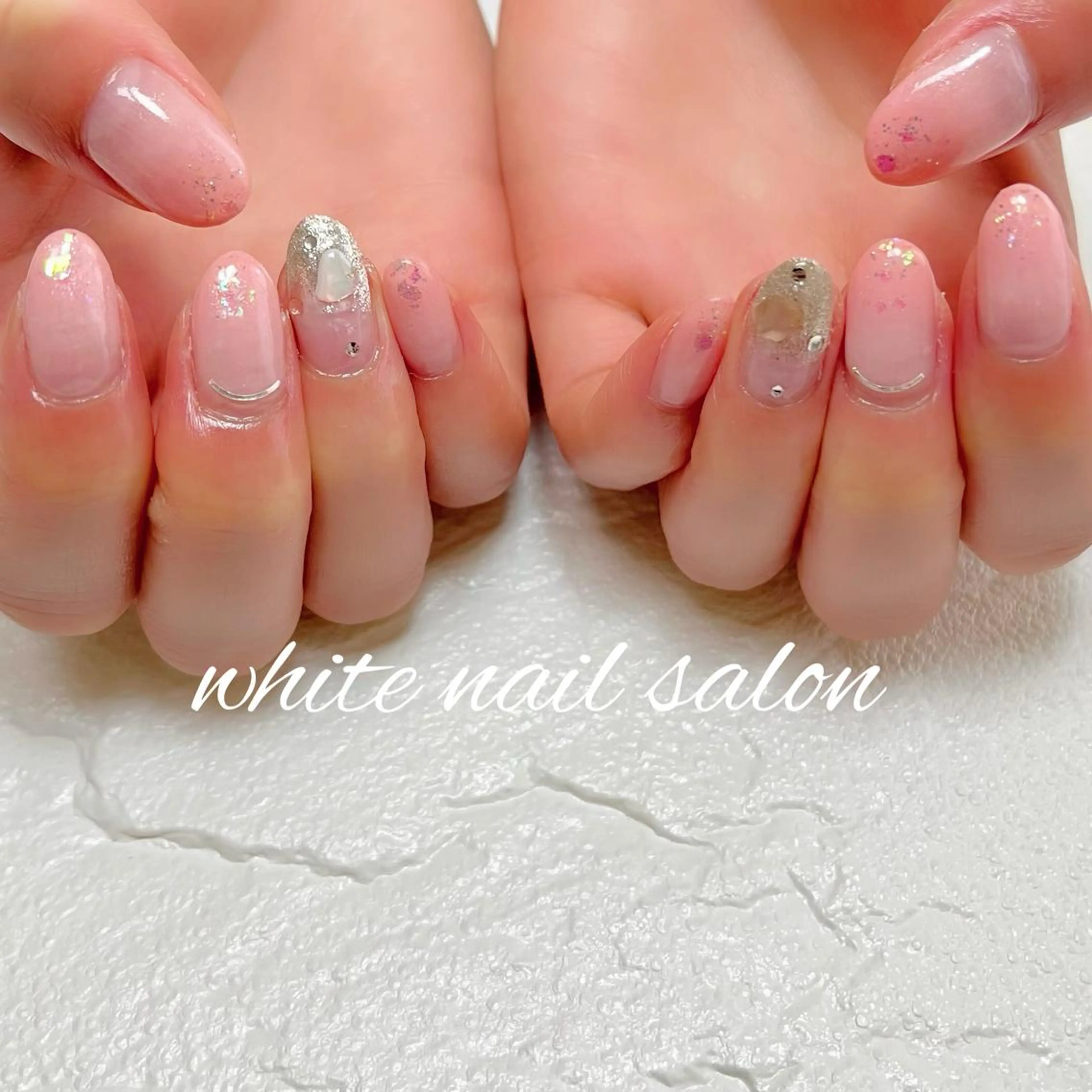 ネイル フットネイル ジェルネイル ハードジェル ラメ(グリッター) 持ち込み ハンドネイル white nail salonのネイルデザイン