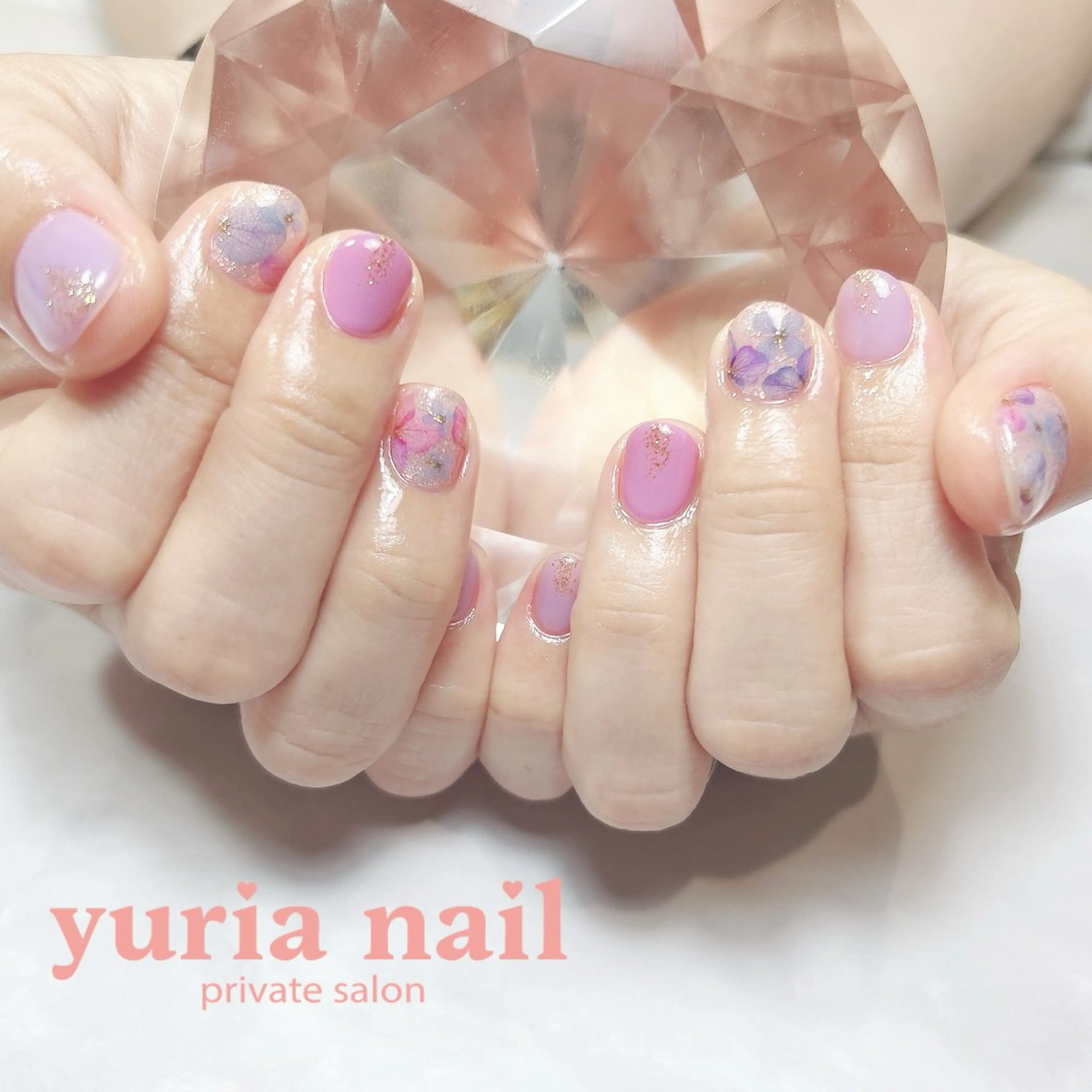 ネイル アートネイル ジェルネイル パープル ハンドネイル 小林 ゆりあのネイルデザイン