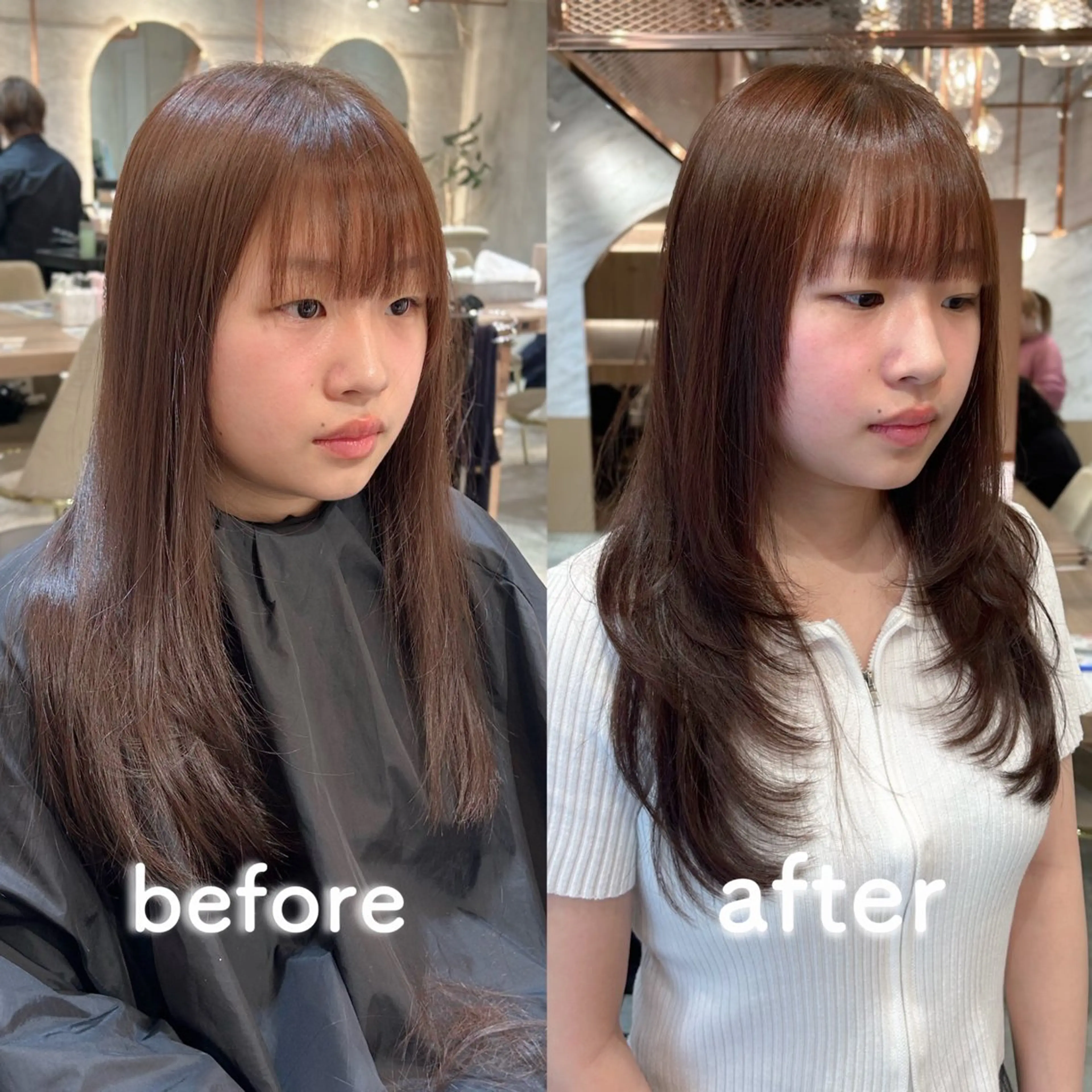 セミロング レイヤーカット ハッシュカット/韓国 レイヤー/カハナのヘアスタイル