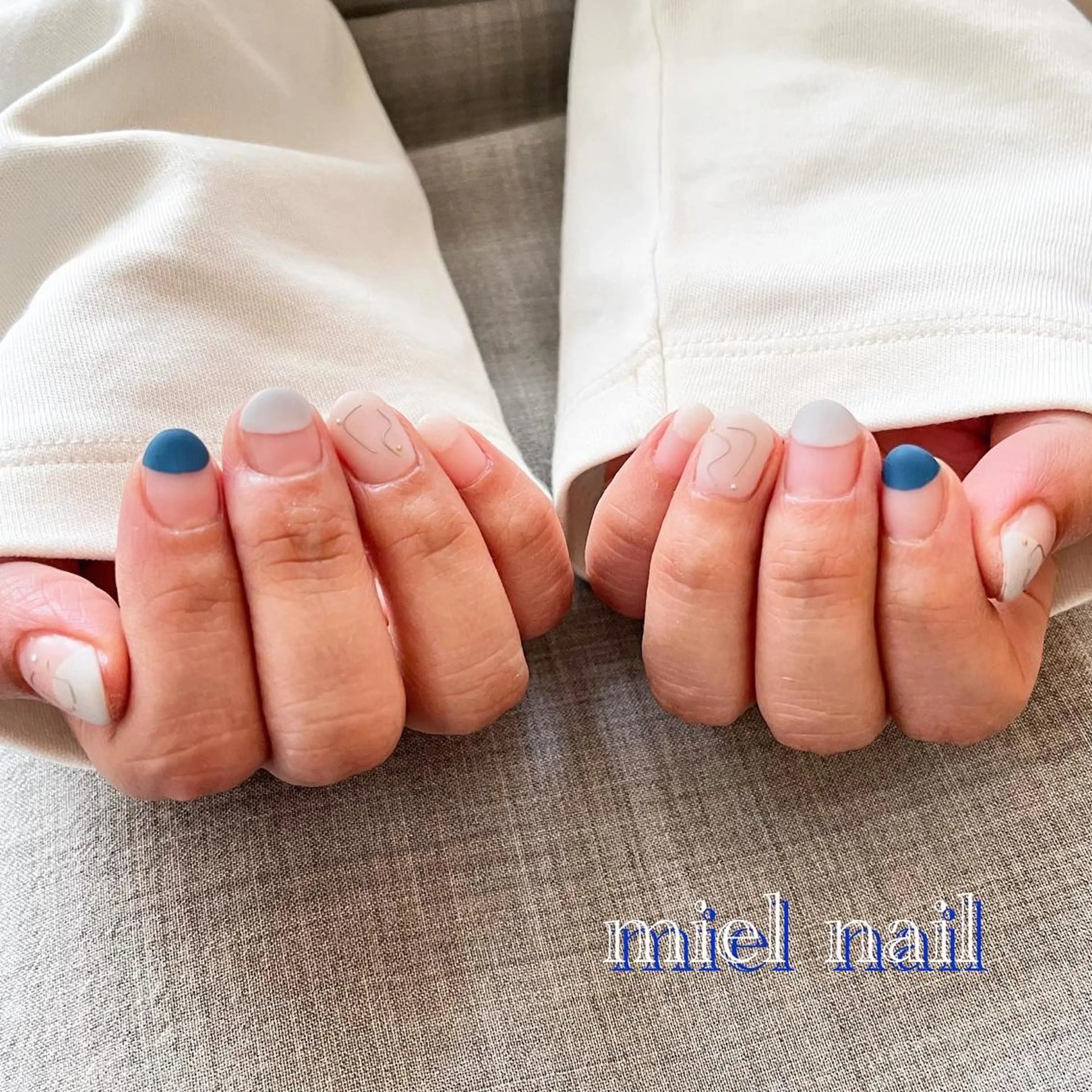ネイル アートネイル フレンチネイル マットネイル 春ネイル ハンドネイル miel nailのネイルデザイン