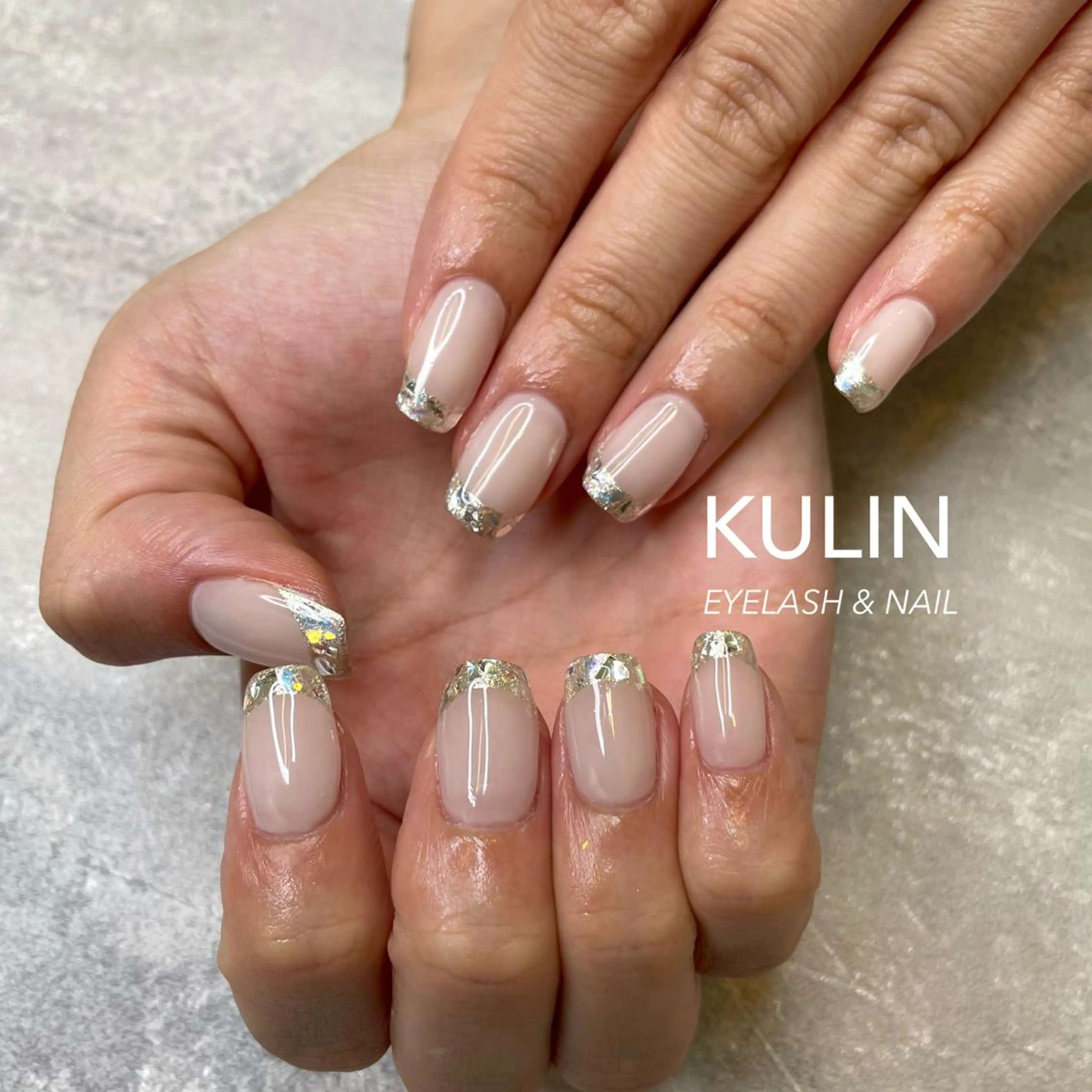 ネイル フレンチネイル ガラスフレンチ ハンドネイル KULIN Kanaのマツエク・マツパデザイン