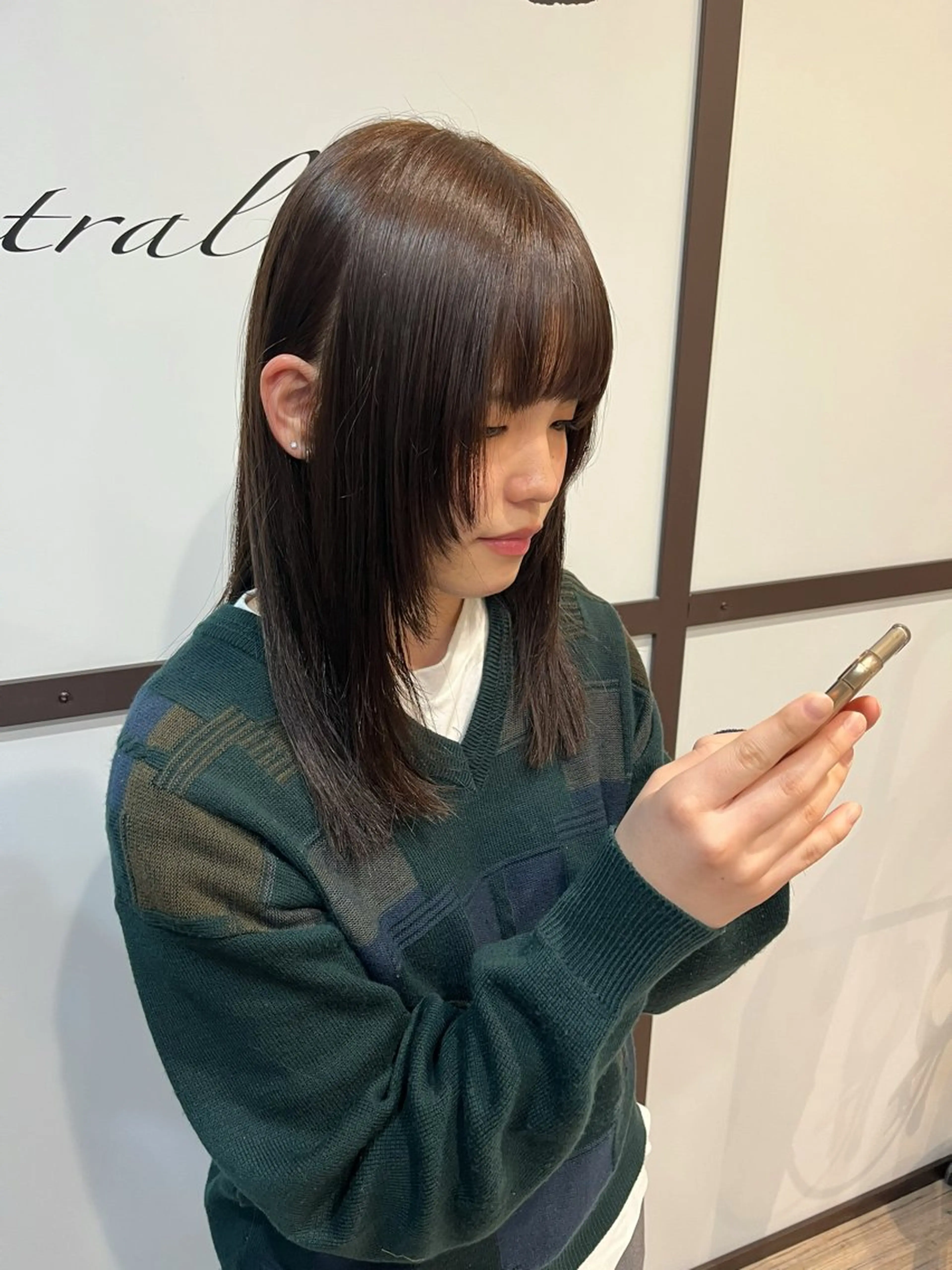 ミディアム カラー ベージュカラー ブラウンカラー ブラウンベージュ 透明感カラー 顔まわりレイヤー カット ヘアカラー ブリーチなしWカラー レイヤー/Rickyのヘアスタイル