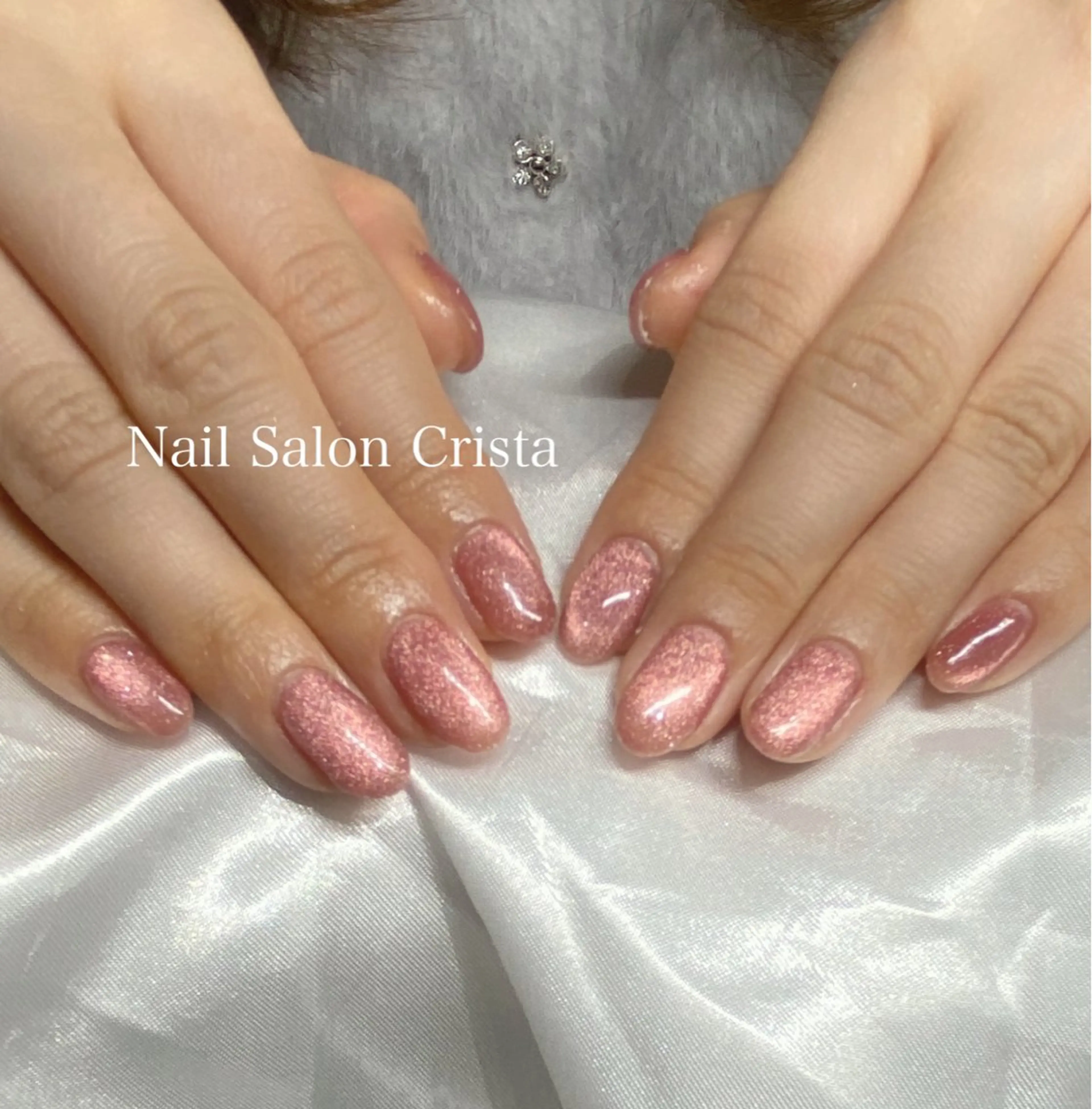 ネイル ジェルネイル マグネットネイル パラジェル ピンク ハンドネイル CRISTA所属・CRISTA MOMOのネイルデザイン