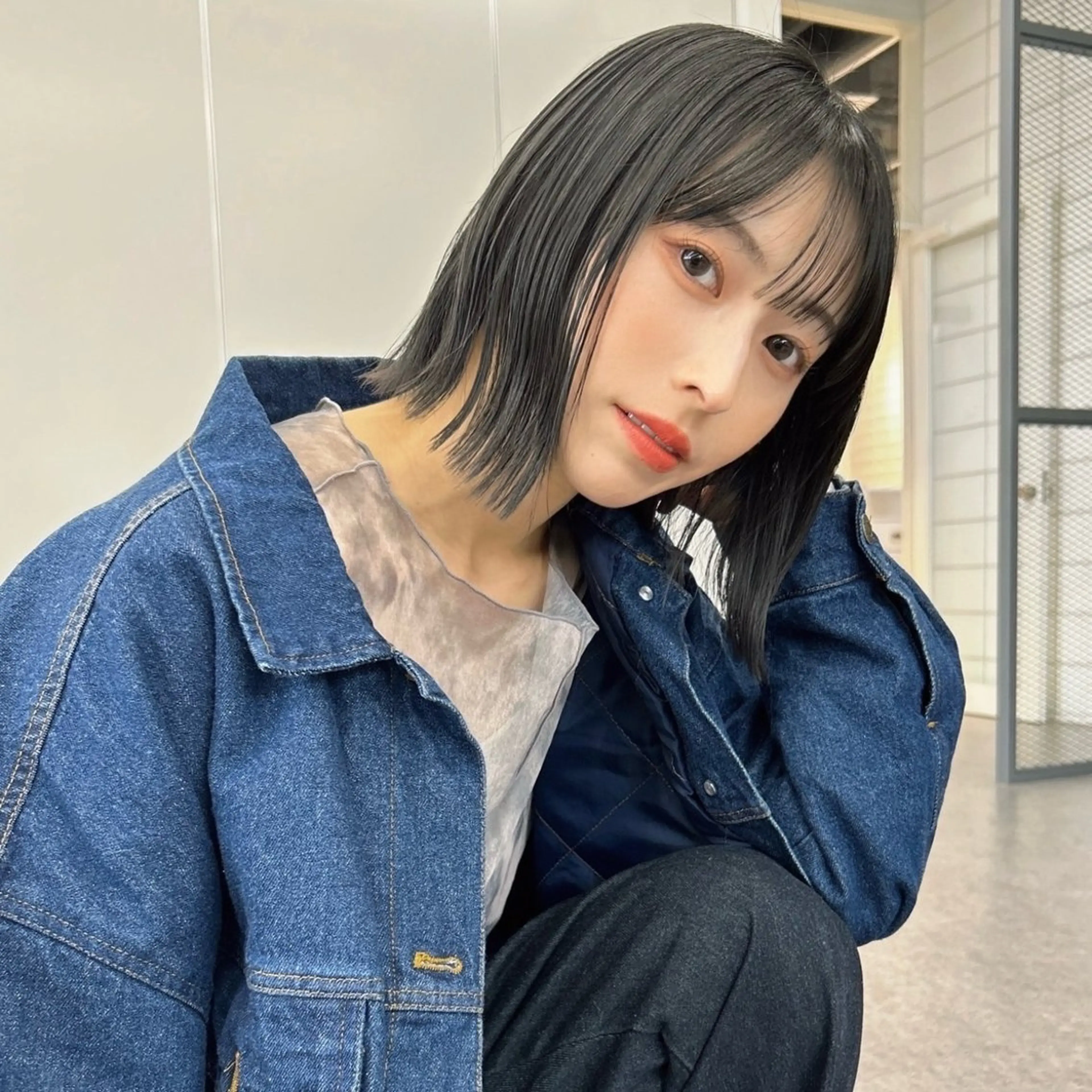 ミディアム カット ヘアカラー トリートメント 艶カラー/ボブ /似合わせ/田口愛那のヘアスタイル