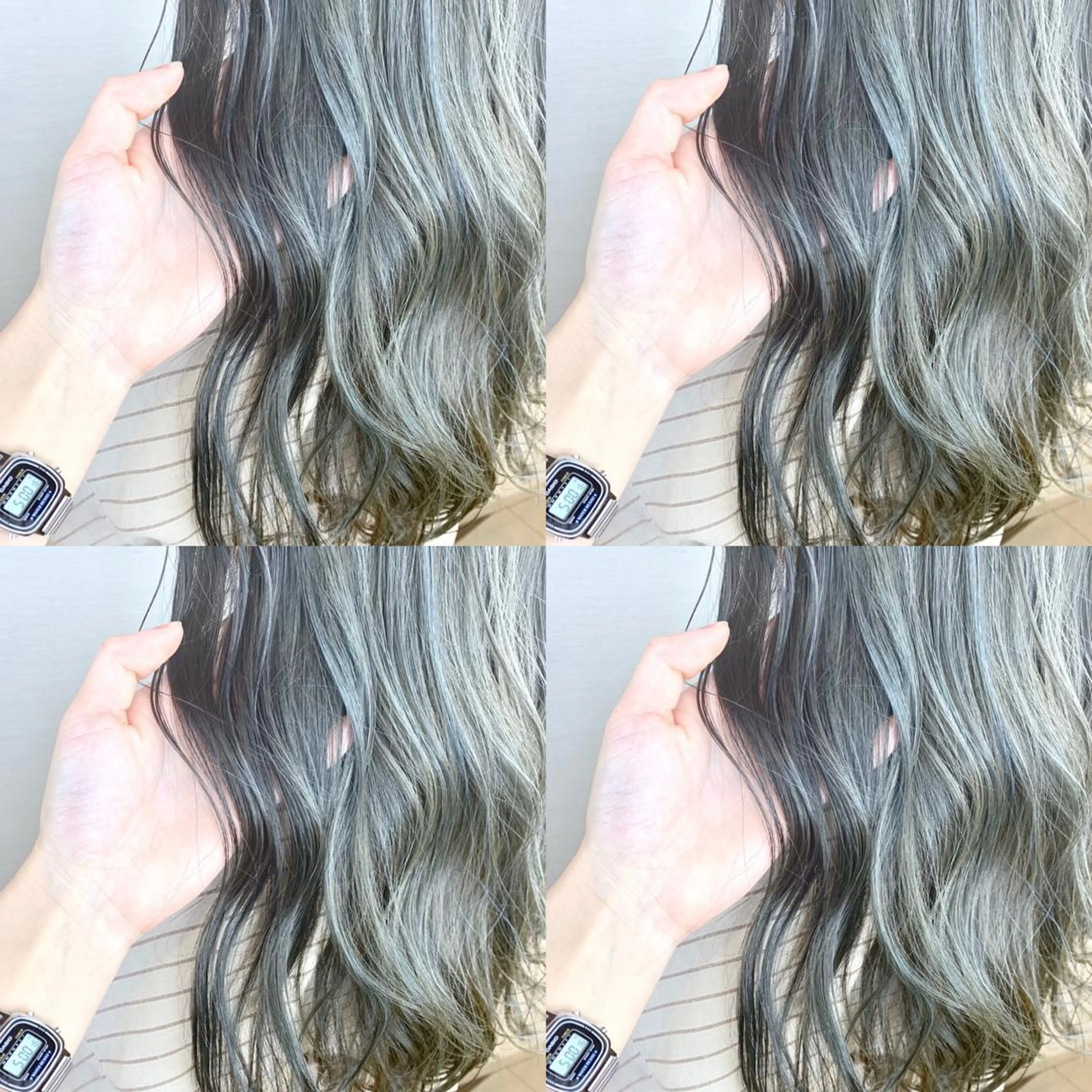 ロング 韓国レイヤーカット/ ダブルカラーのヘアスタイル