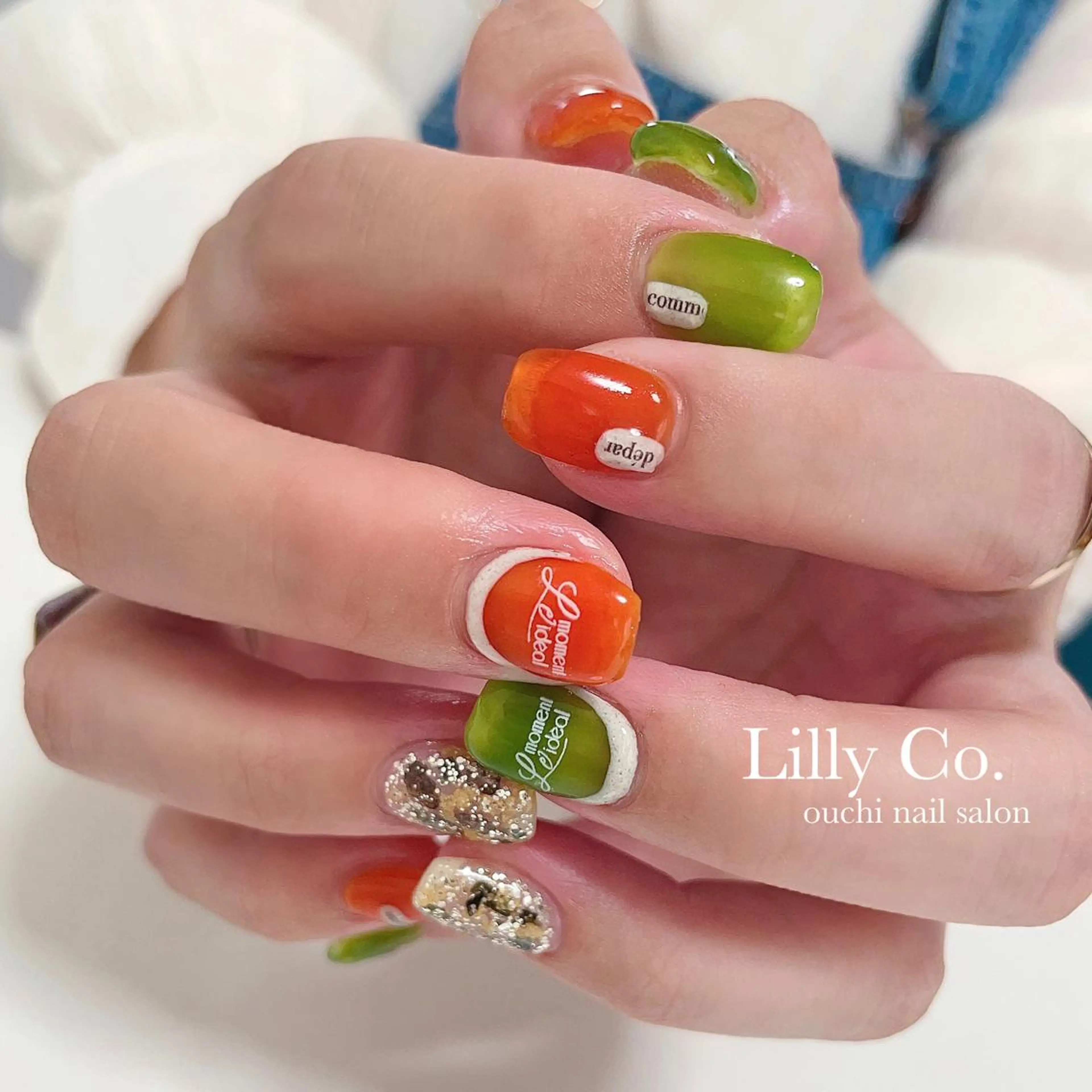 ネイル グリーン ハンドネイル ハンドケア Lilly Co.のネイルデザイン
