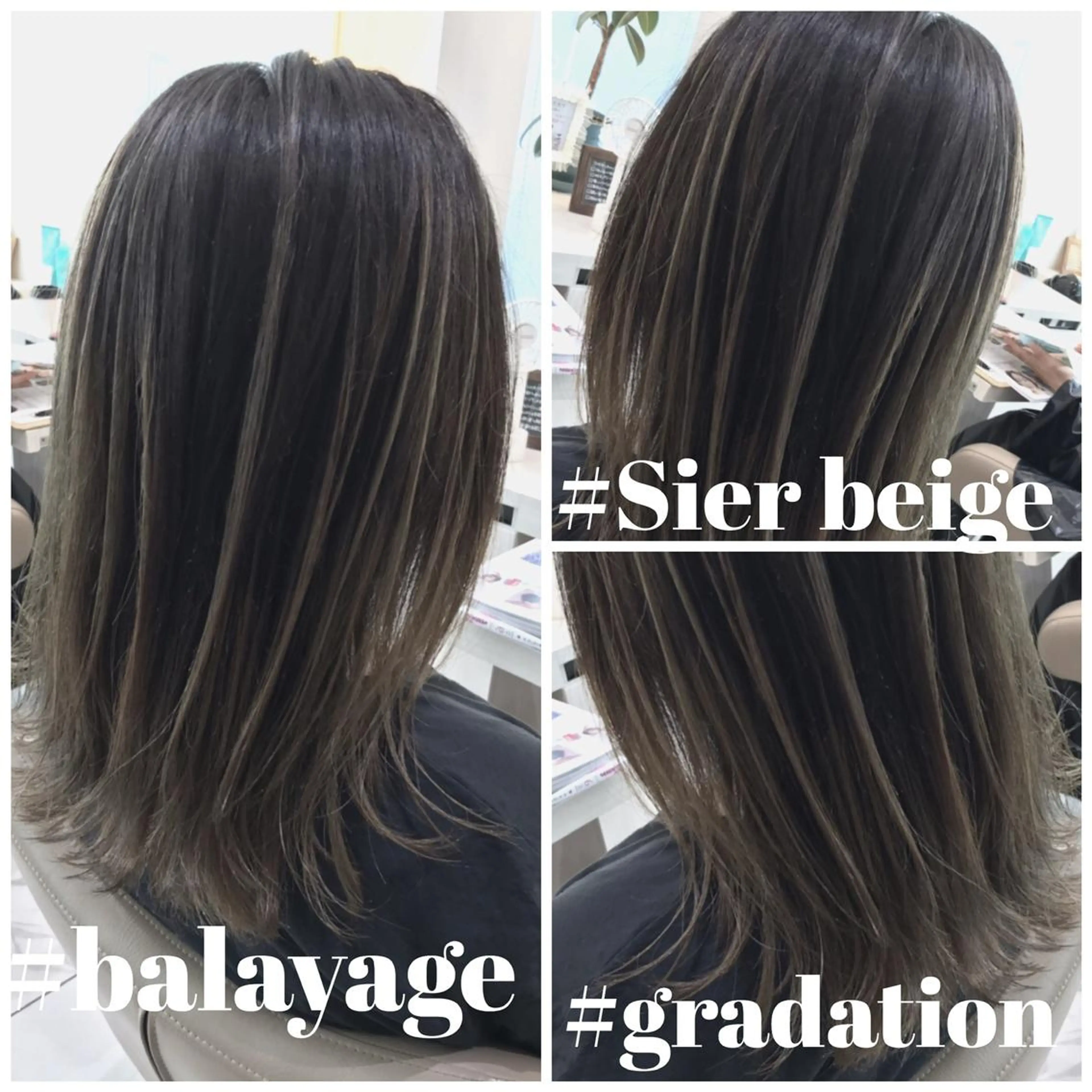 ミディアム カラー バレイヤージュ ベージュカラー レイヤーカット カット ヘアカラー 山崎俊輔/髪質改善 /バレイヤージュのヘアスタイル