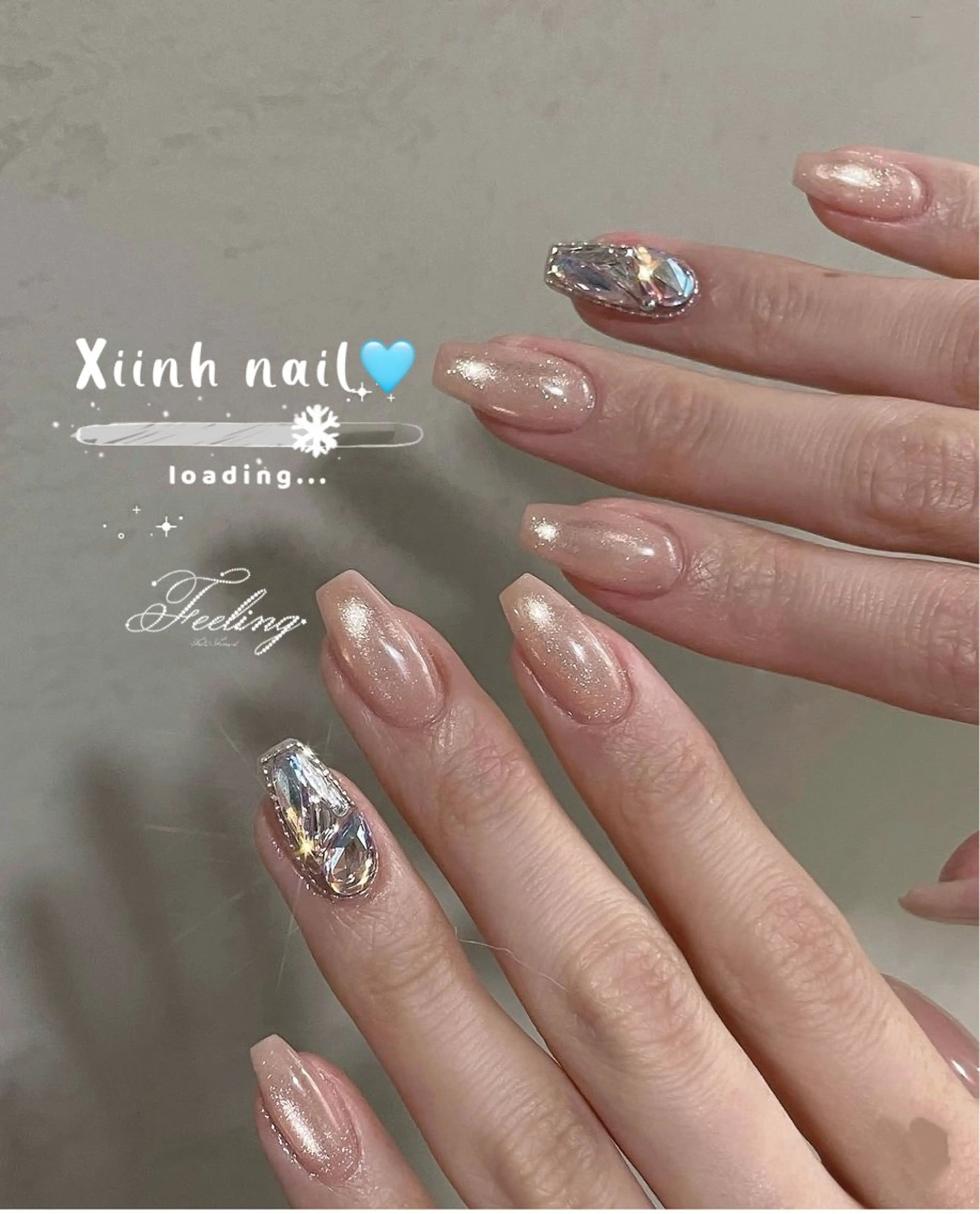 ネイル ブラウン チークネイル 桜ネイル 長さ出し フットネイル ハンドネイル XIINH NAIL SALONのネイルデザイン
