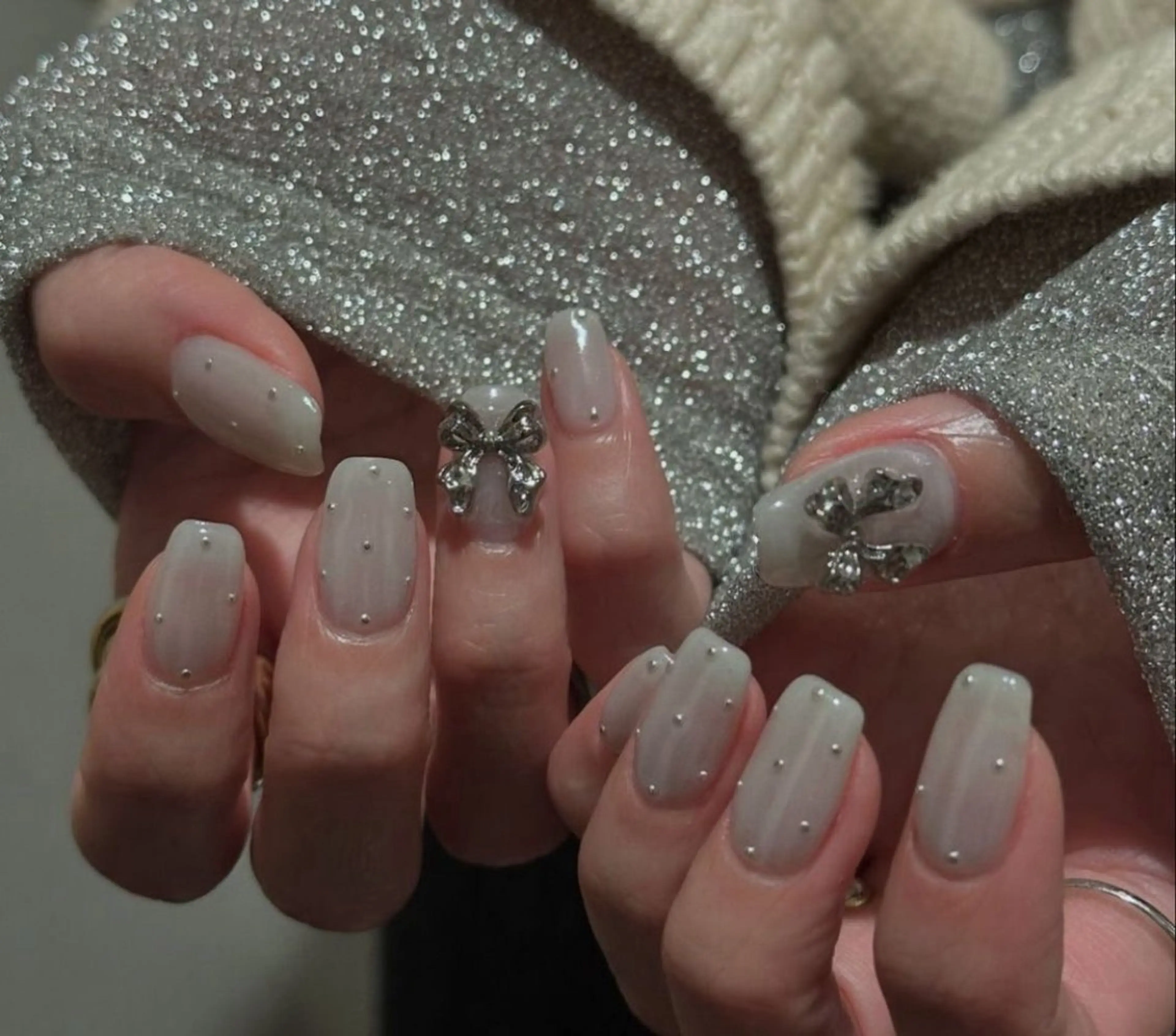 ネイル 韓国ネイル 持ち込み ニュアンスネイル ネイルチップ 冬ネイル RINN ANA.CHUOのネイルデザイン