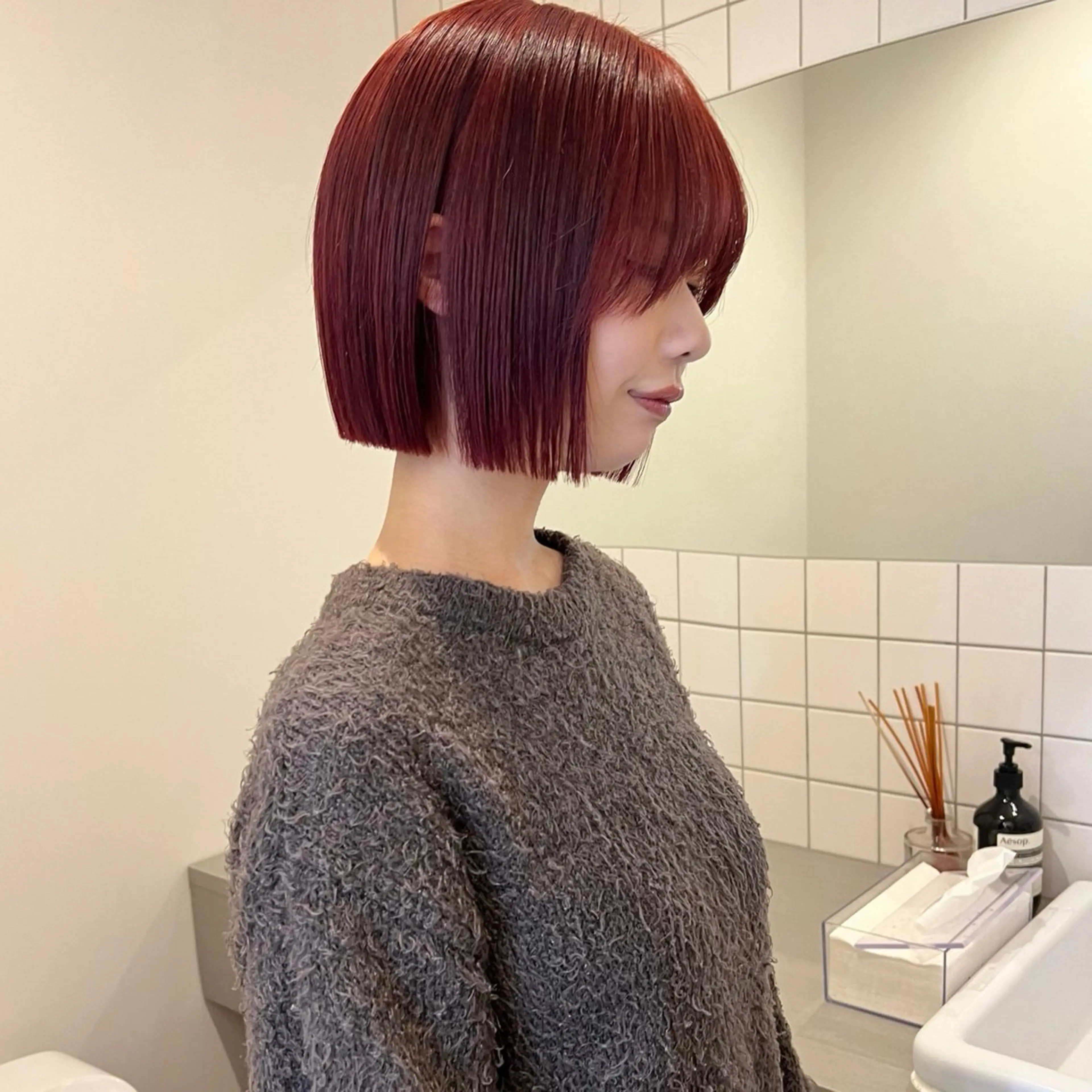 ミディアム ヘアカラー トリートメント 舟橋耀/ブリーチカラ ー/レイヤーカットのヘアスタイル