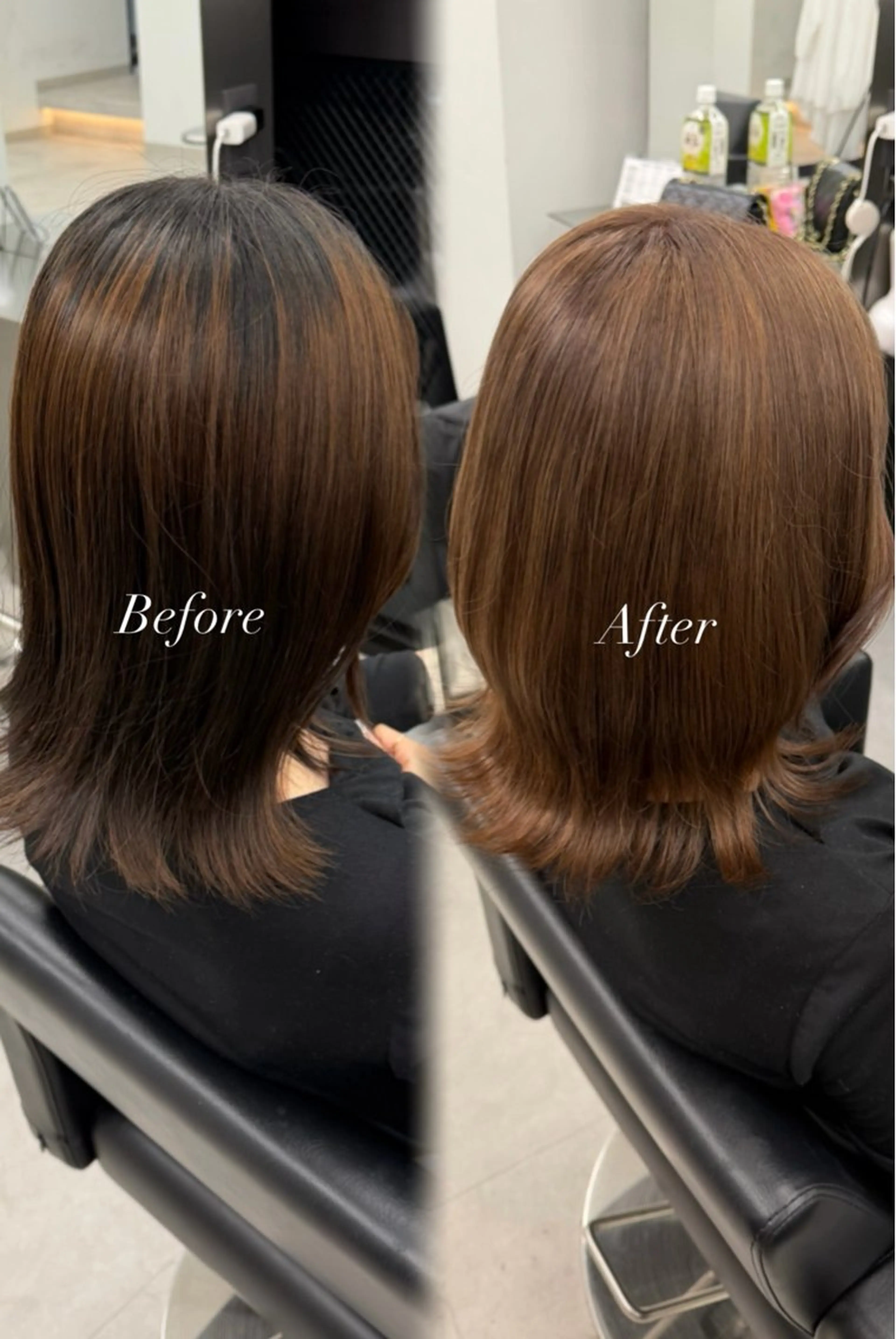 ミディアム カラー ブリーチ ブラウンカラー Lapis 福岡大名 AIのヘアスタイル