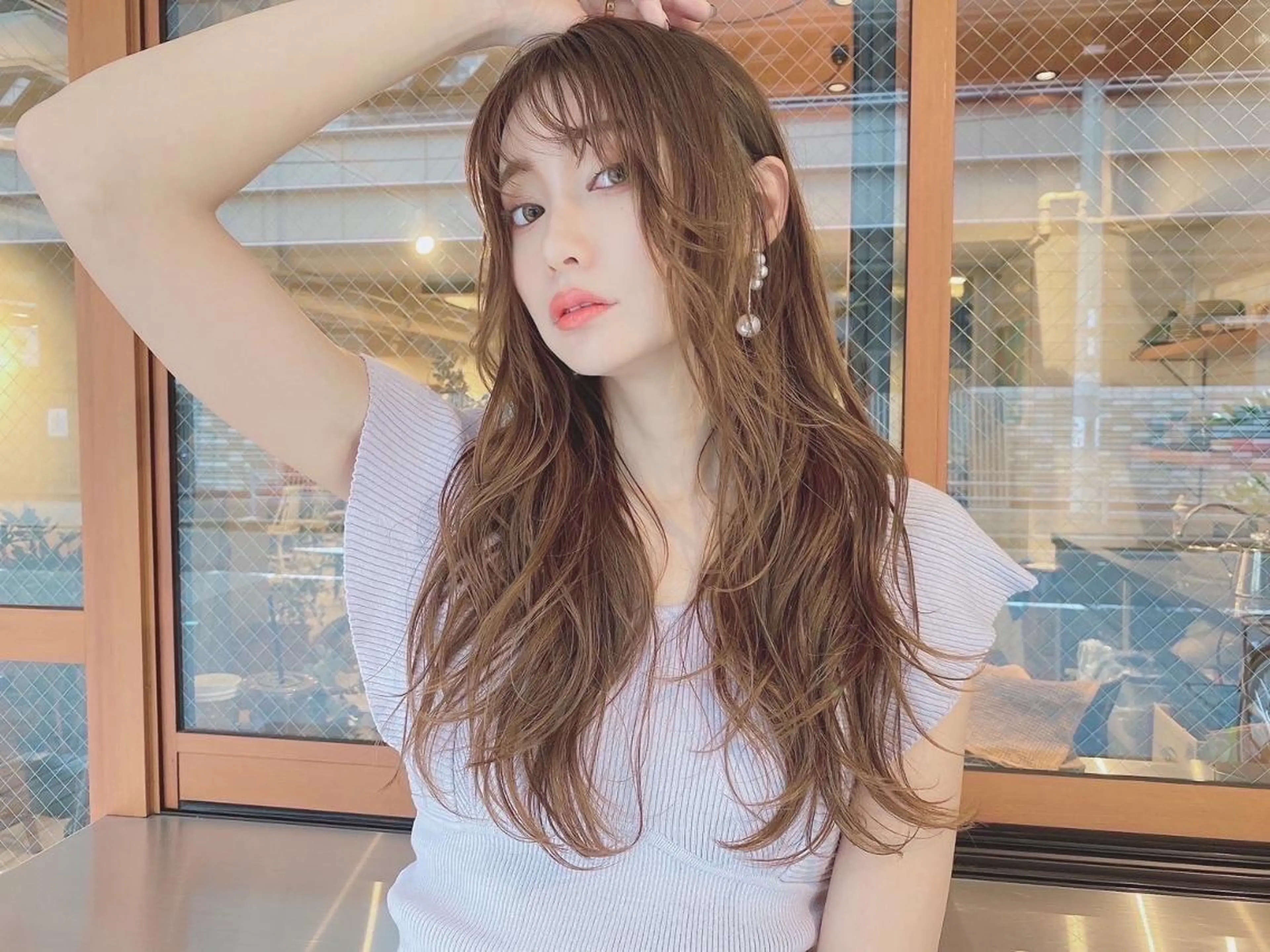 ロング カラー カット パーマ トリートメント rubik's京橋 店のヘアスタイル