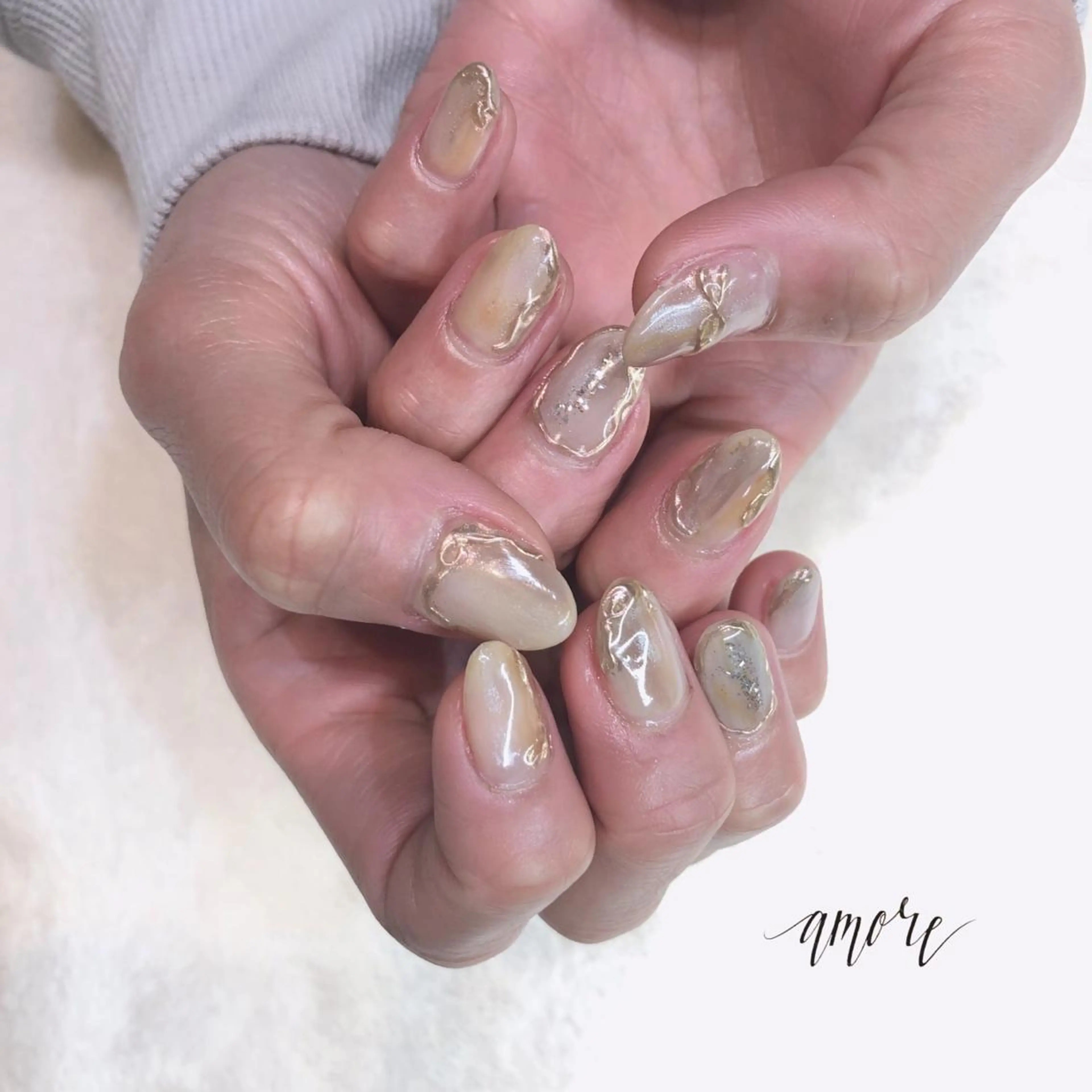 ネイル ジェルネイル ミラーネイル ニュアンスネイル You kyehwaのネイルデザイン