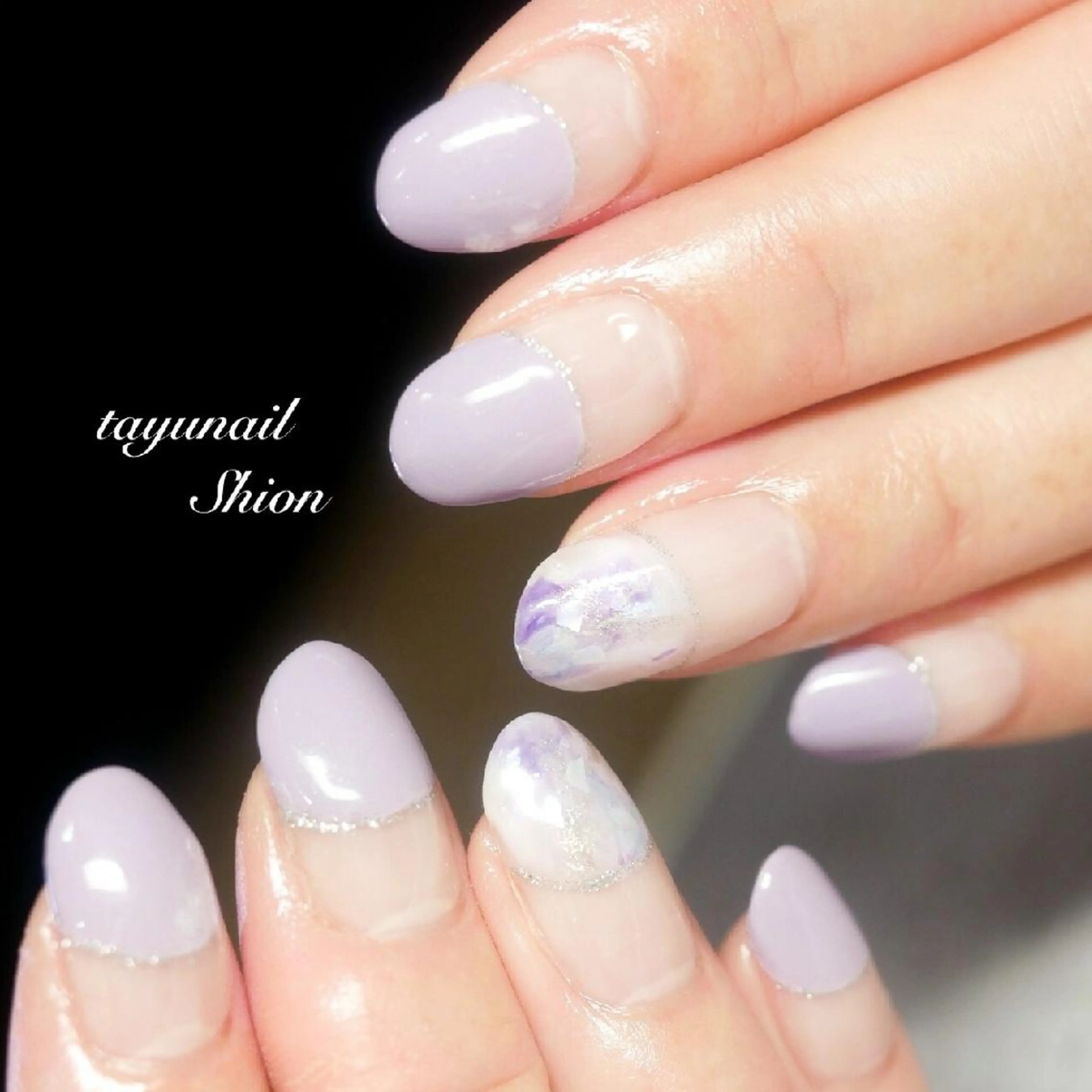 ネイル アートネイル ブルー フレンチネイル ジェルネイル ニュアンスネイル ネイルサロン 【たゆnail】のネイルデザイン