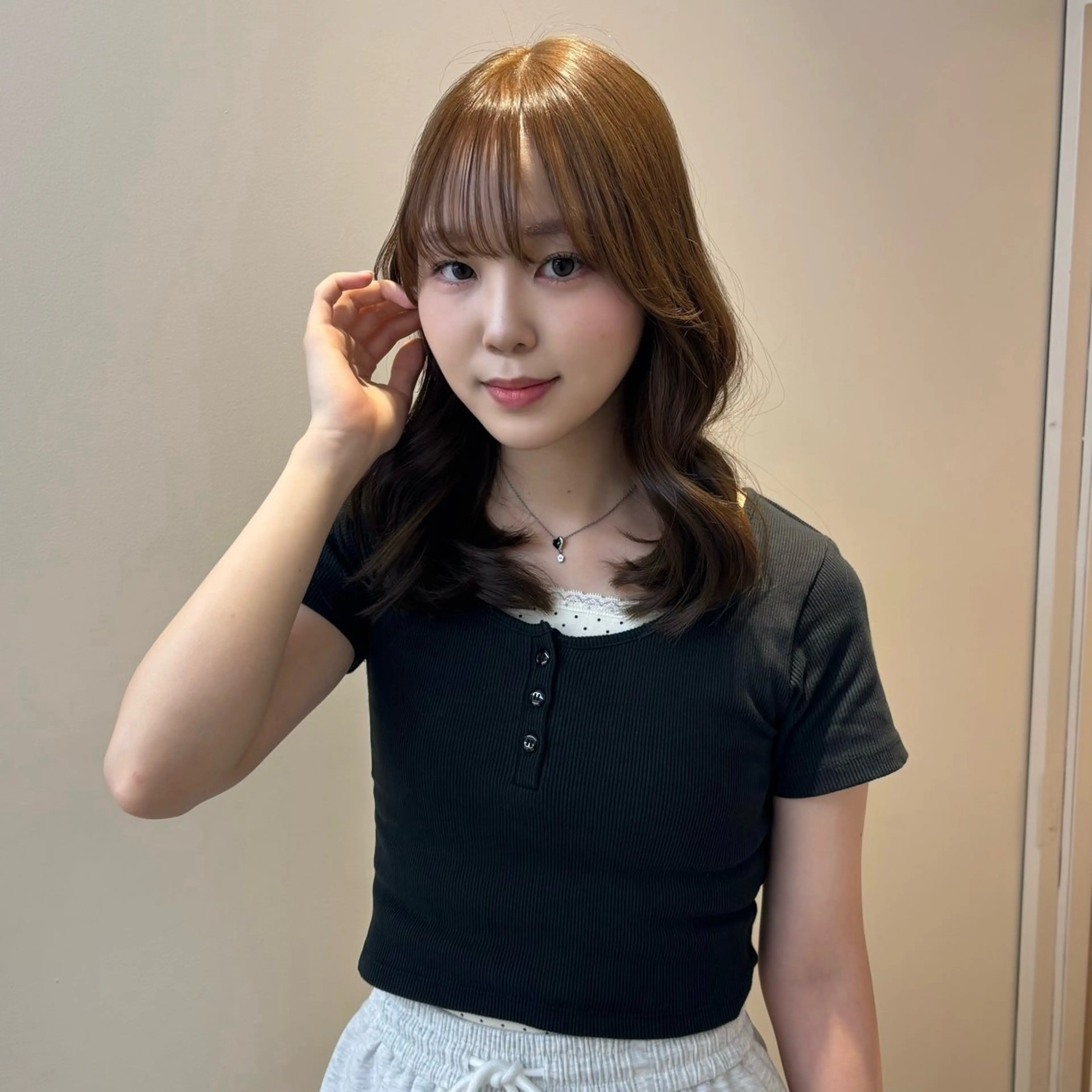 セミロング カラー 前髪カット/韓国/ モモカ🎀のヘアスタイル