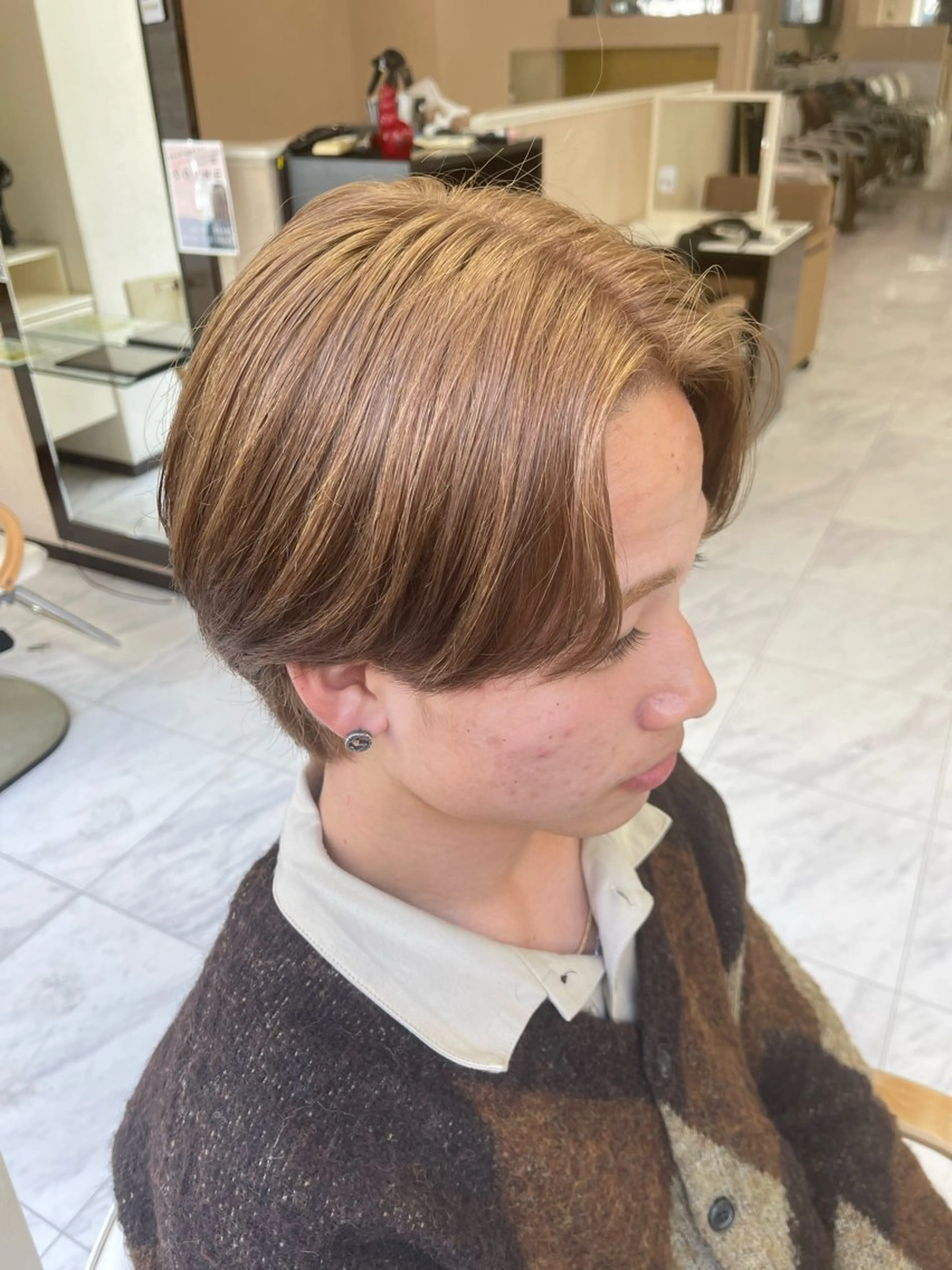 ショート カラー メンズ ベージュカラー ヘアカラー トリートメント 🌻メンズカット 落合諒🌻のヘアスタイル