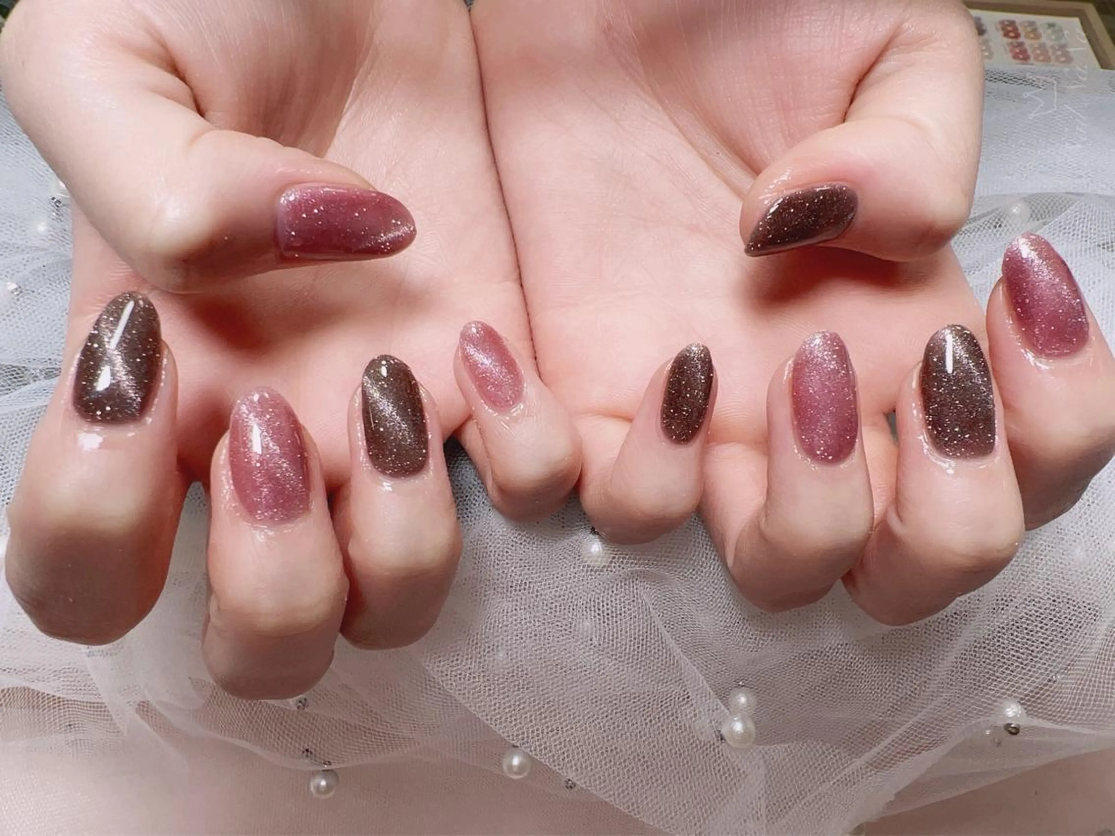 ショート カラー ネイル マグネットネイル ハンドネイル Nail NaNaのネイルデザイン