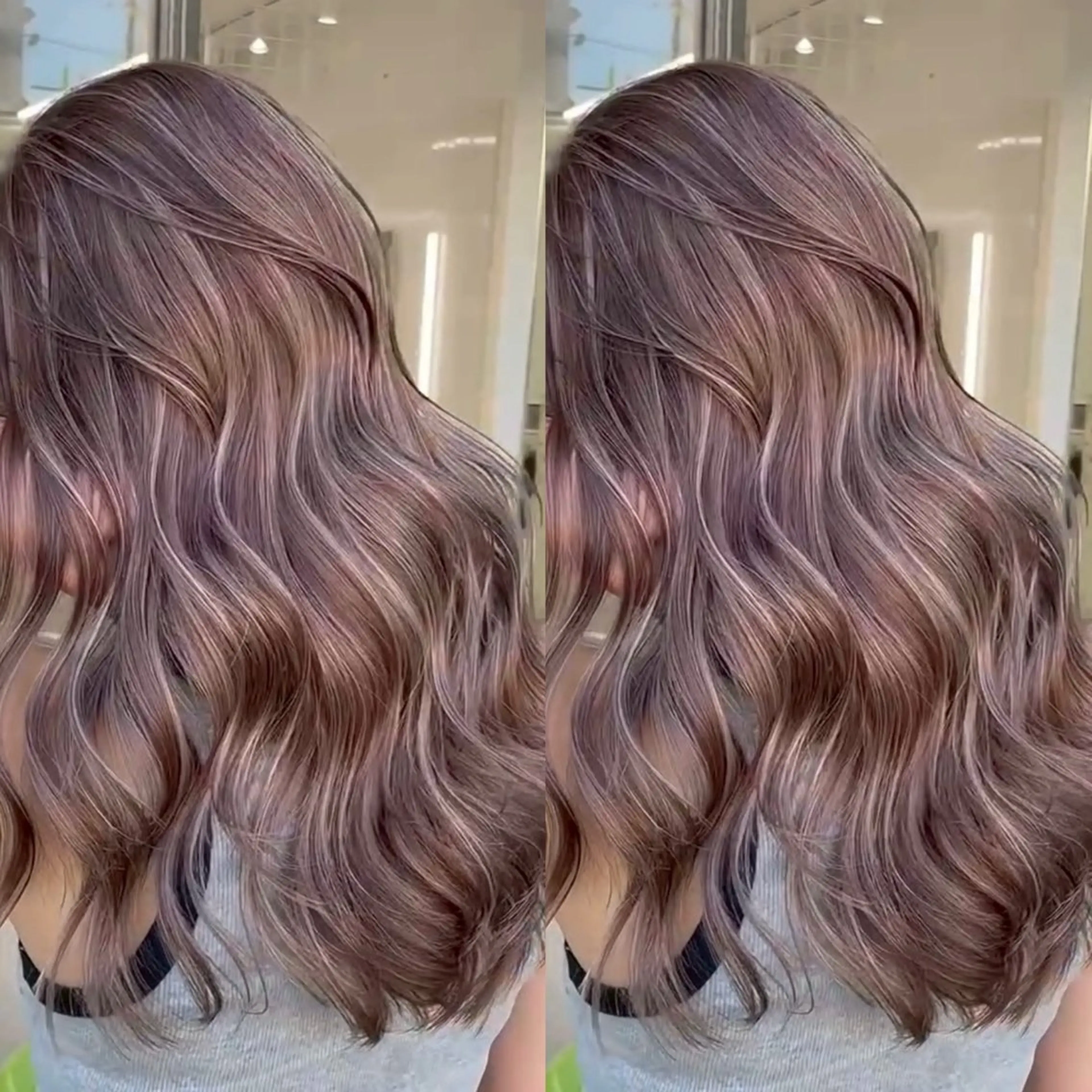 ロング カラー ベージュカラー ブリーチ ケアブリーチ グレージュ ハイライトカラー カット ヘアカラー トリートメント 表参道/ハイライト バレイヤージュのヘアスタイル