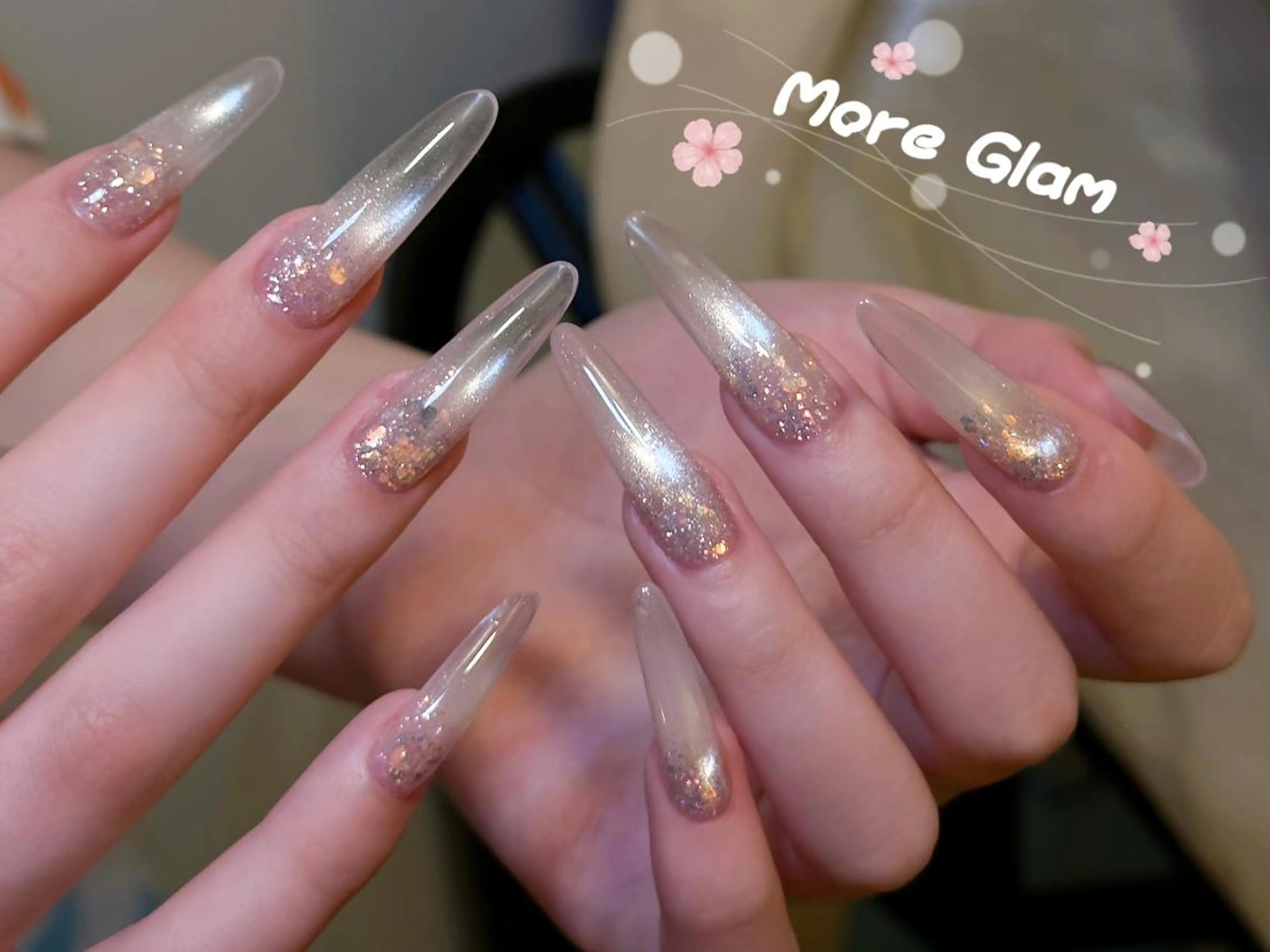 ネイル フットネイル フレンチネイル ジェルネイル ガラスフレンチ 韓国ネイル MoreGlam Nailsのネイルデザイン