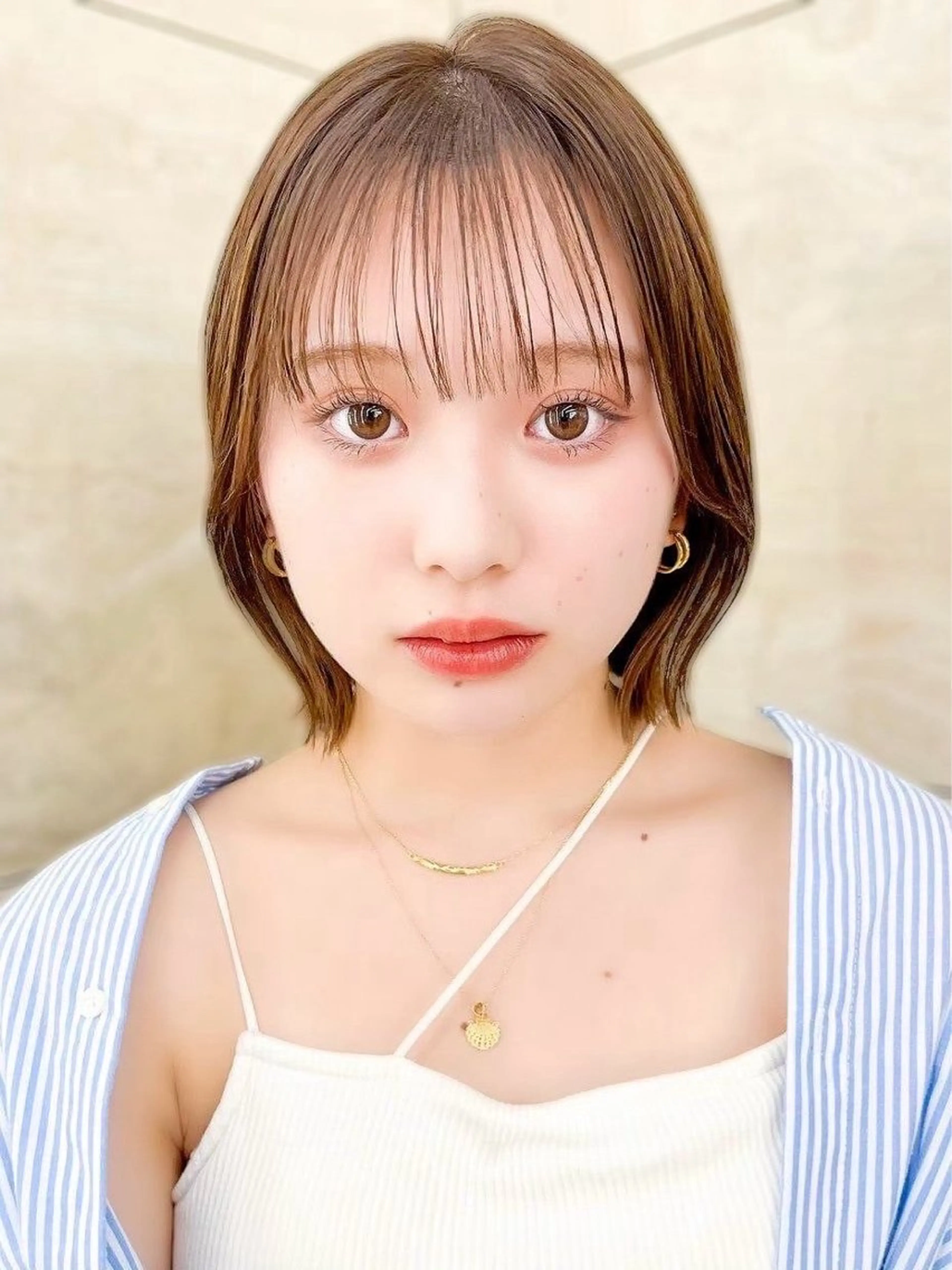 ミディアム カット ヘアカラー 縮毛矯正 トリートメント 🫧ボブ/縮毛矯正/ 小顔/ゆーな🫧のヘアスタイル