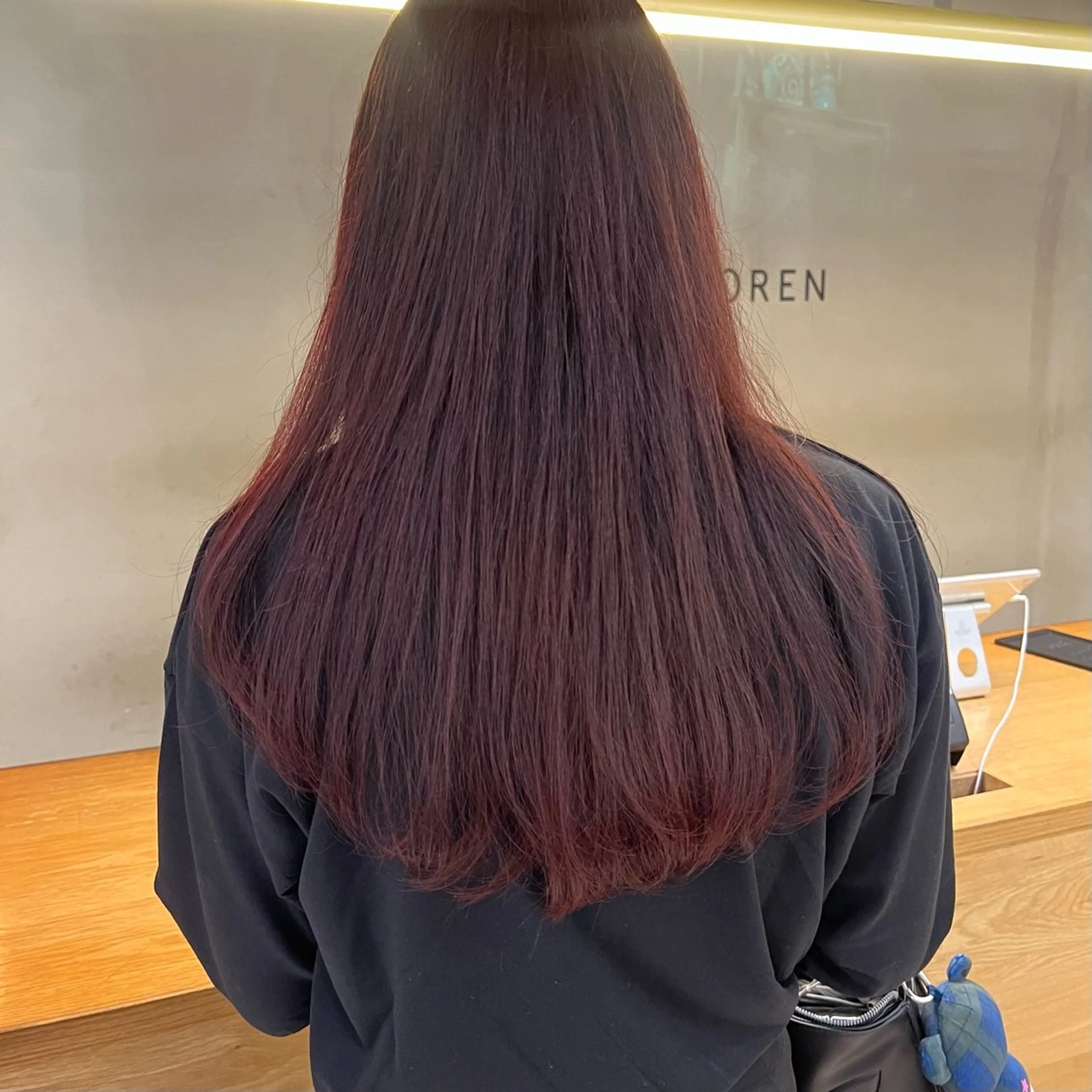 ロング カラー 透明感カラー レッドカラー カット ヘアカラー トリートメント レイヤー/縮毛矯正/ 暖色/mao🎀のヘアスタイル